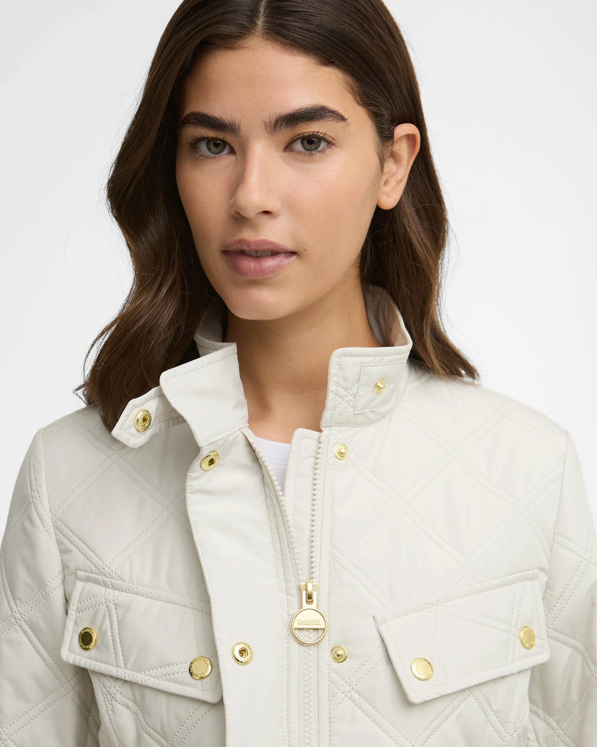 Barbour International Halsey Womens Quilted Jacket - Silver Birch - Image 3