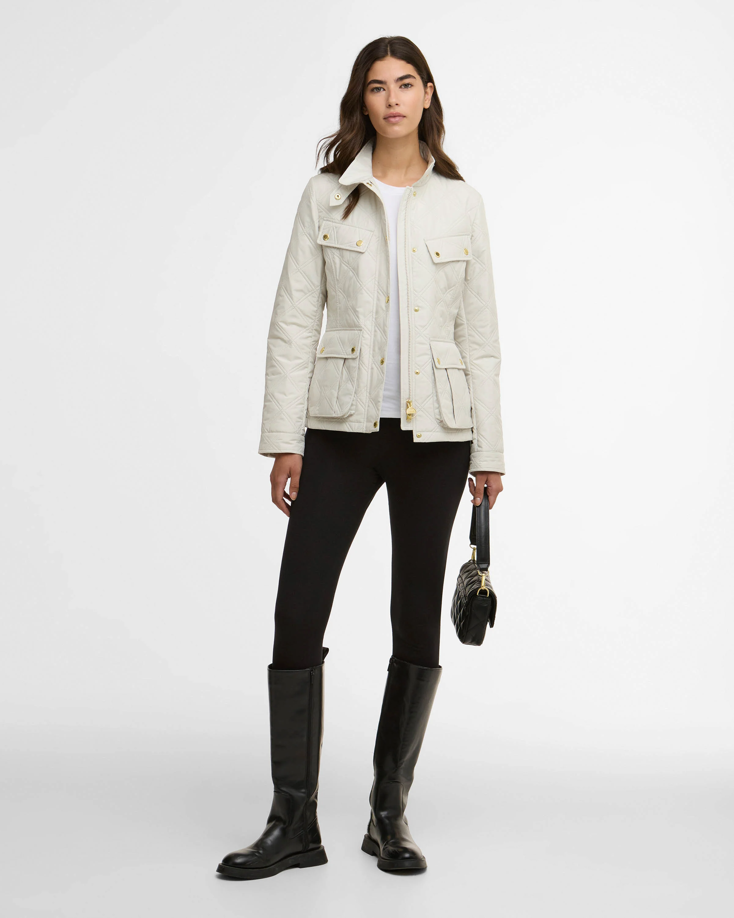 Barbour International Halsey Womens Quilted Jacket - Silver Birch - Image 4