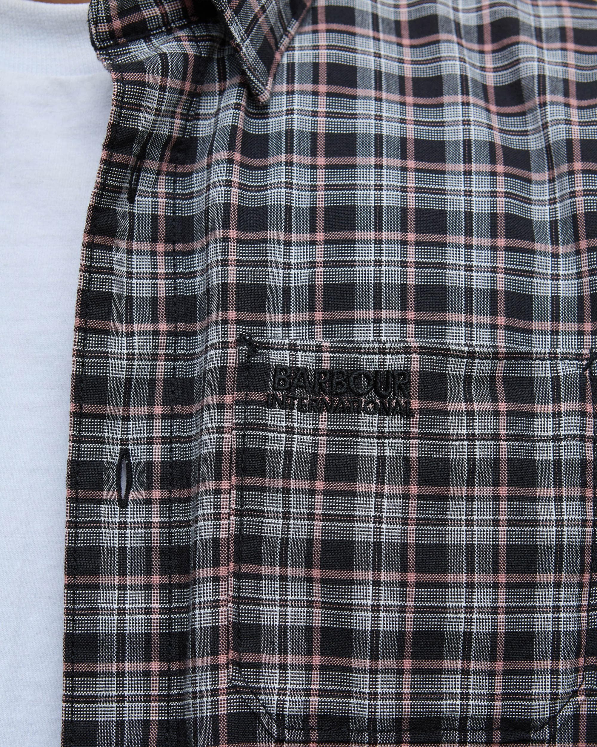 Barbour International Hawks Mens Check Long Sleeve Oxford Shirt - Black - Image 3