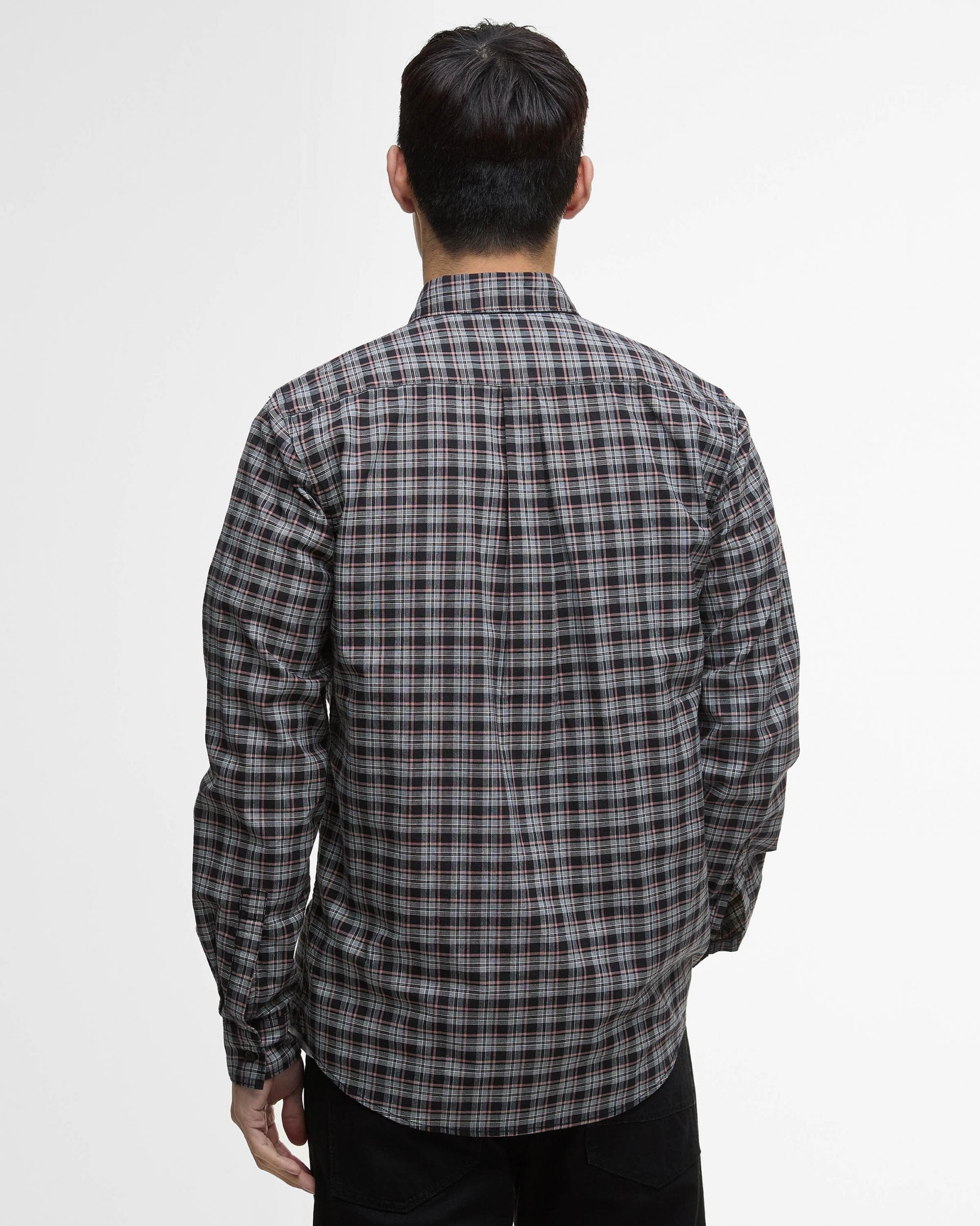 Barbour International Hawks Mens Check Long Sleeve Oxford Shirt - Black - Image 6