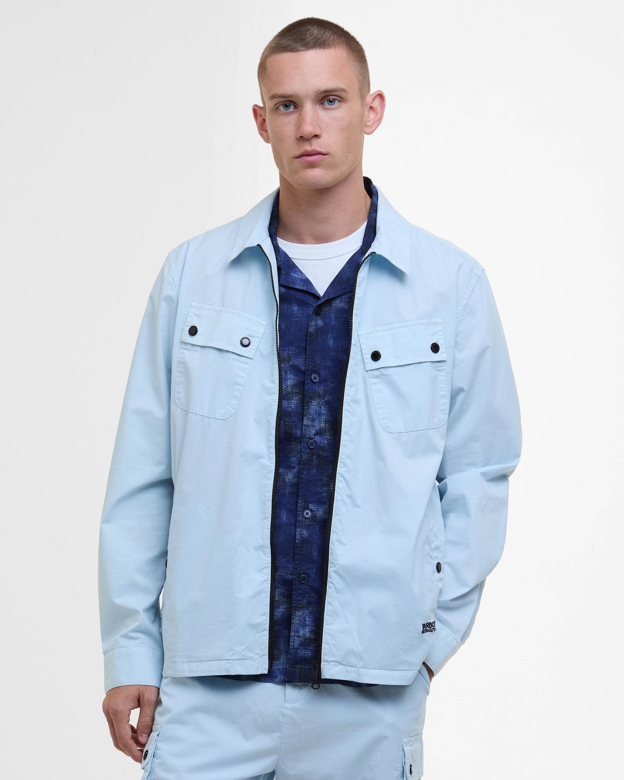 Barbour International Hayden Mens Overshirt - Ice Water - Image 5