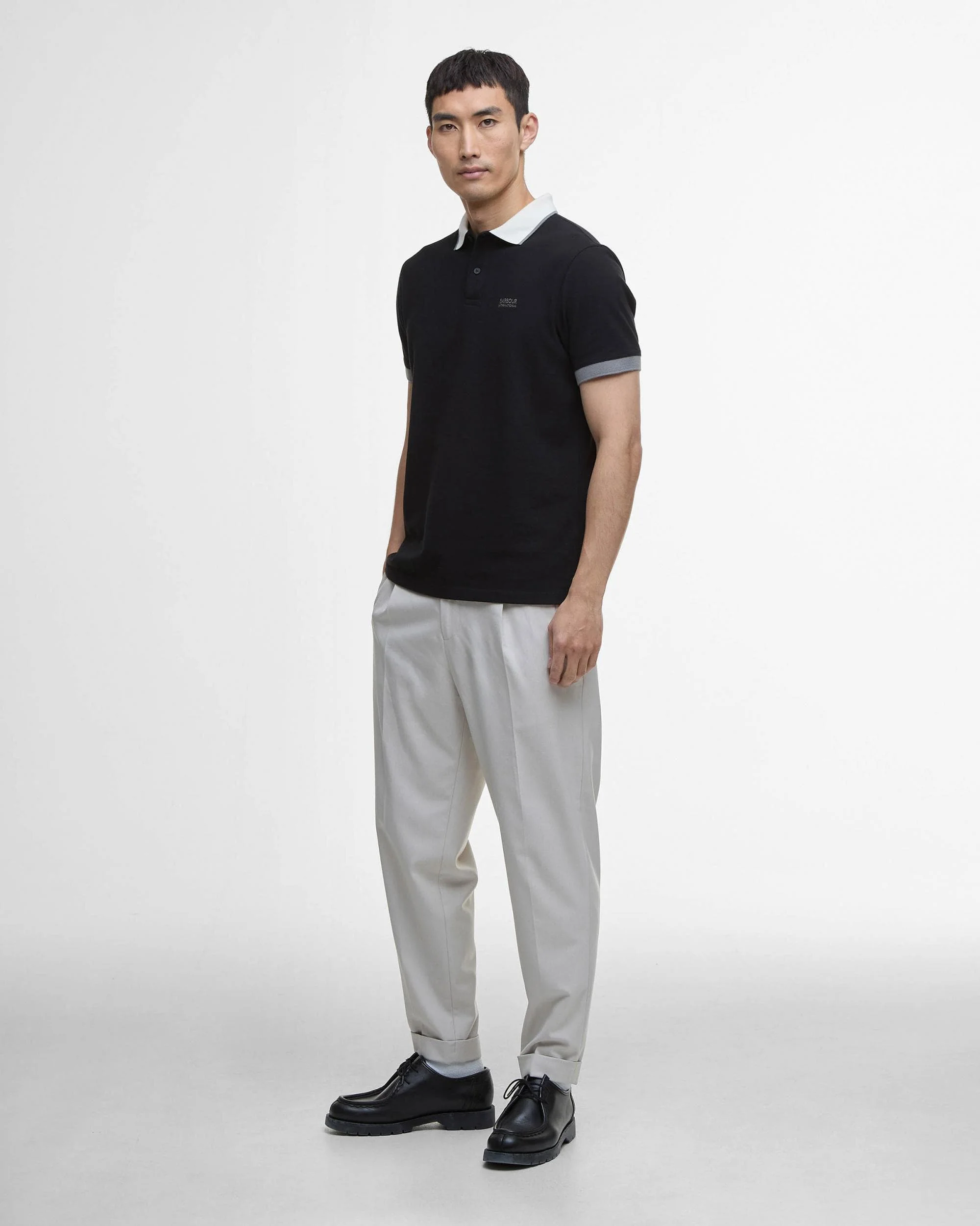 Barbour International Howall Mens Polo - Black/Grey - Image 2
