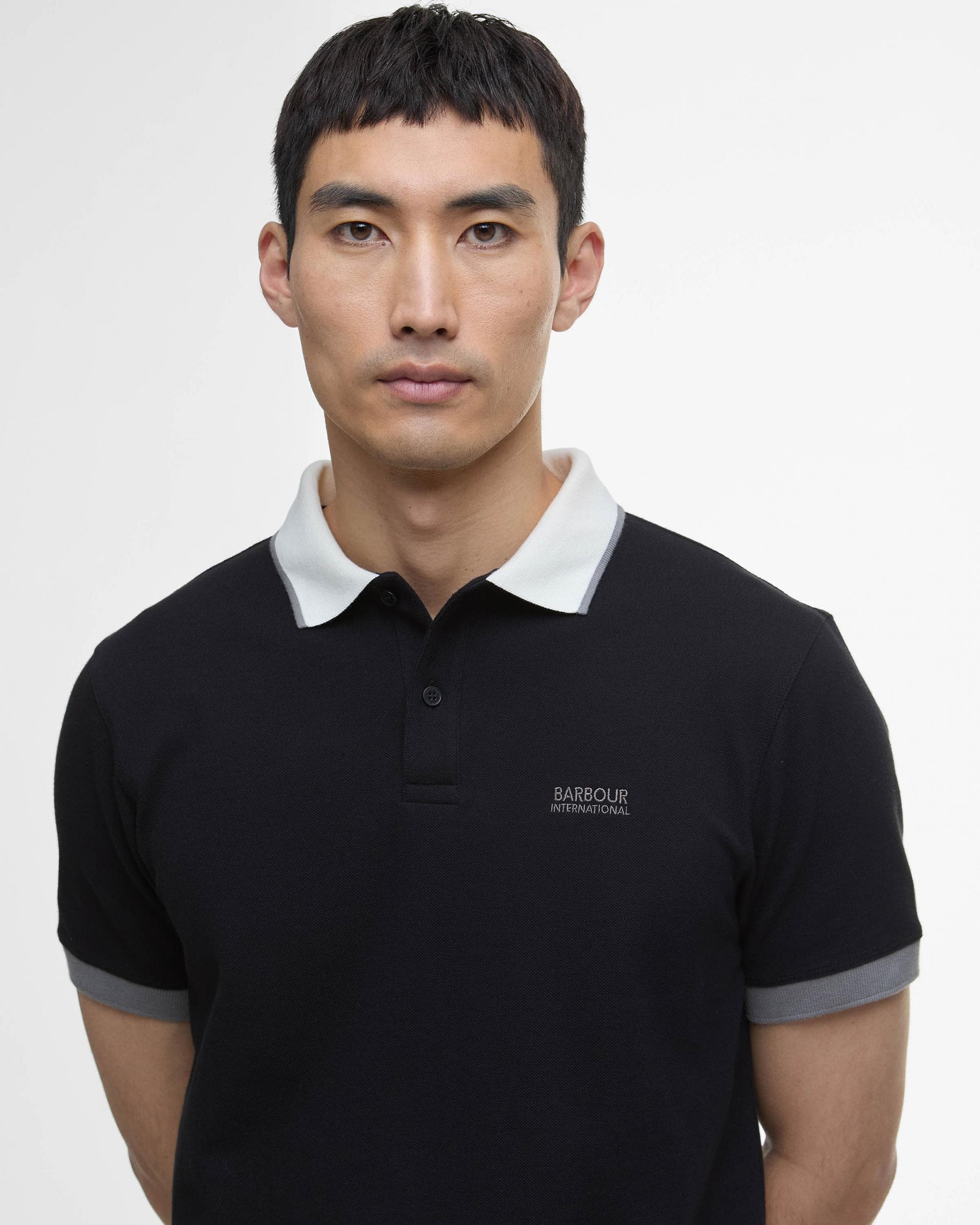 Barbour International Howall Mens Polo - Black/Grey - Image 3
