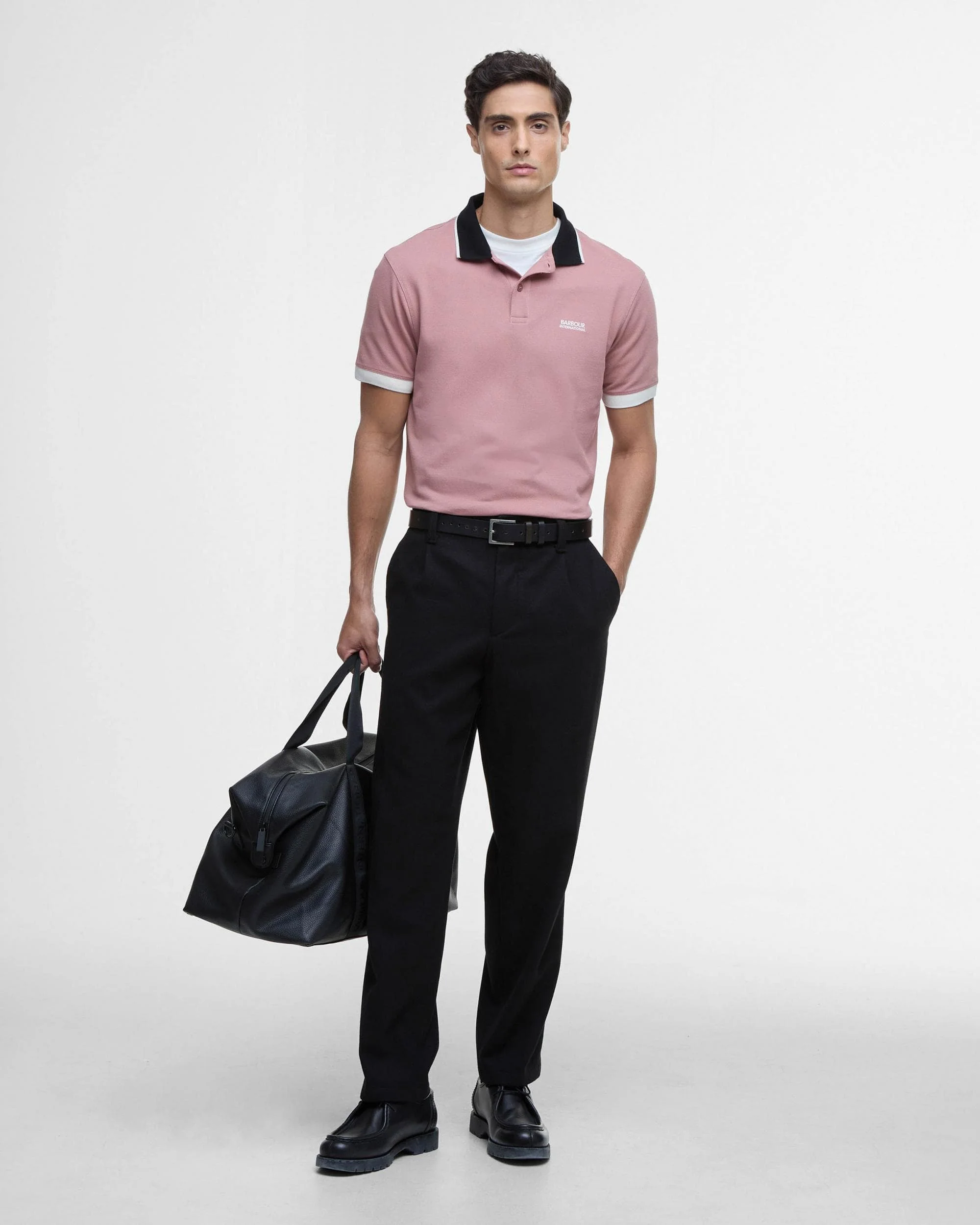 Barbour International Howall Mens Polo - Vintage Pink - Image 3