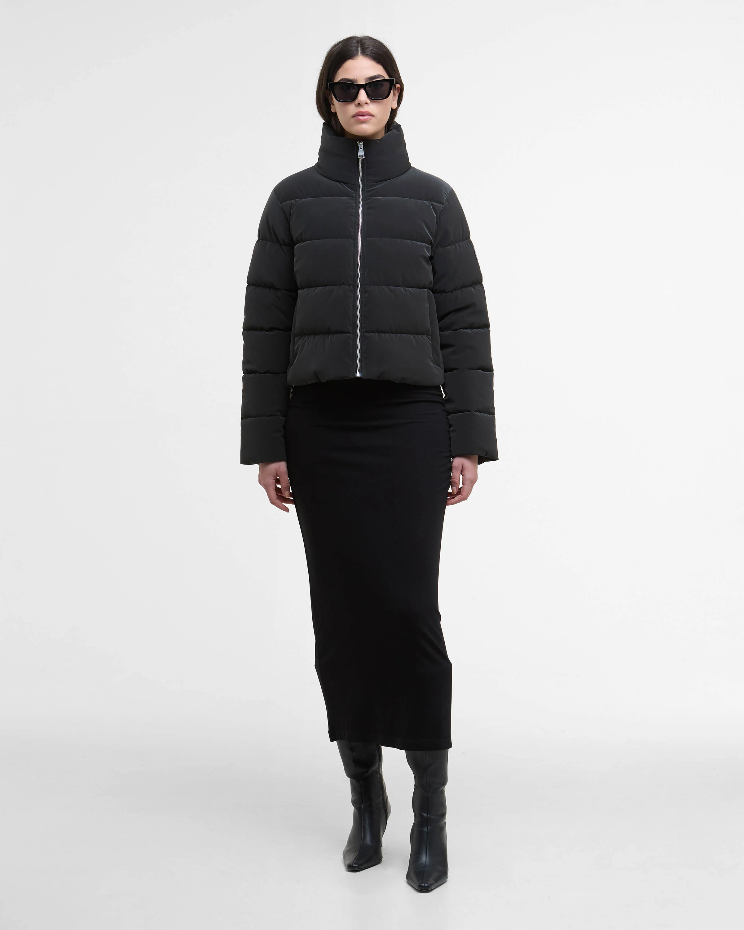 Barbour International Hudson Womens Faux Velvet Puffer Jacket - Black - Image 2