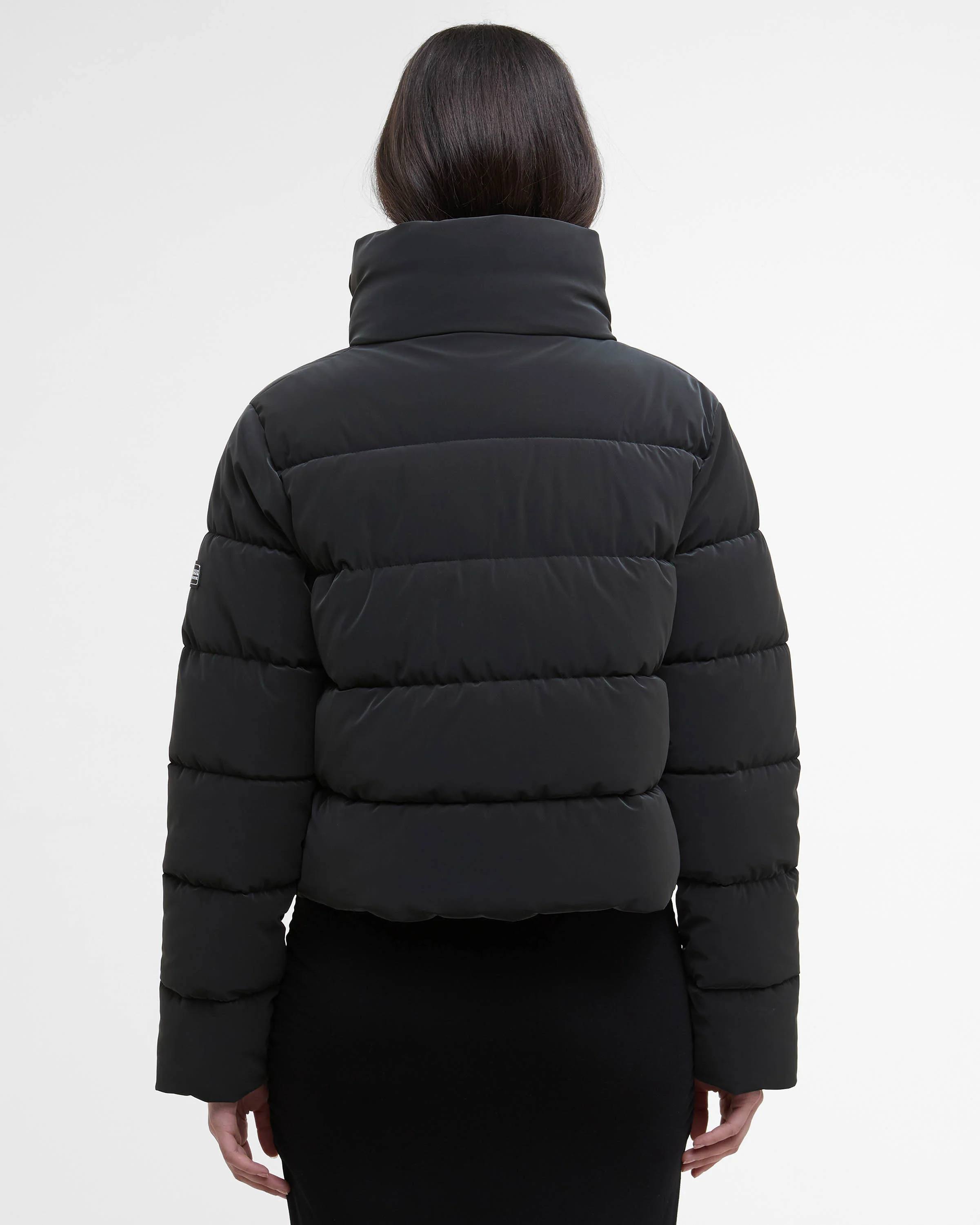 Barbour International Hudson Womens Faux Velvet Puffer Jacket - Black - Image 3