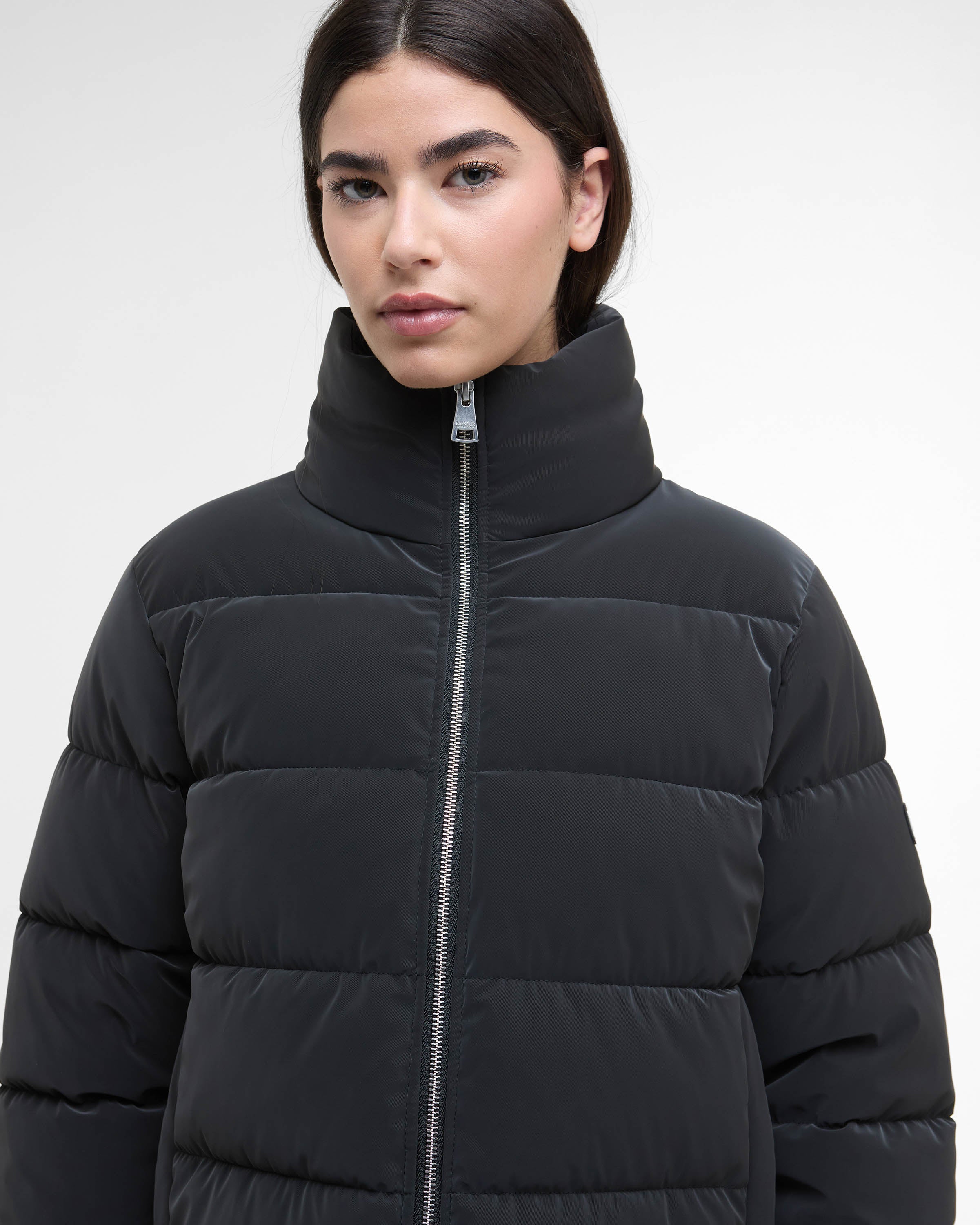 Barbour International Hudson Womens Faux Velvet Puffer Jacket - Black - Image 5