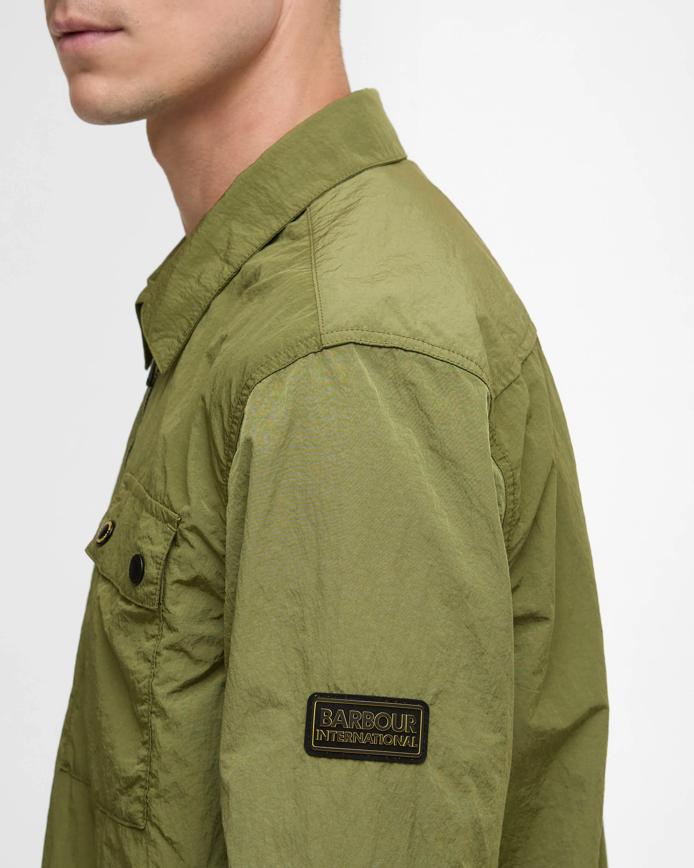 Barbour International Inline Mens Overshirt - Cable Olive - Image 2