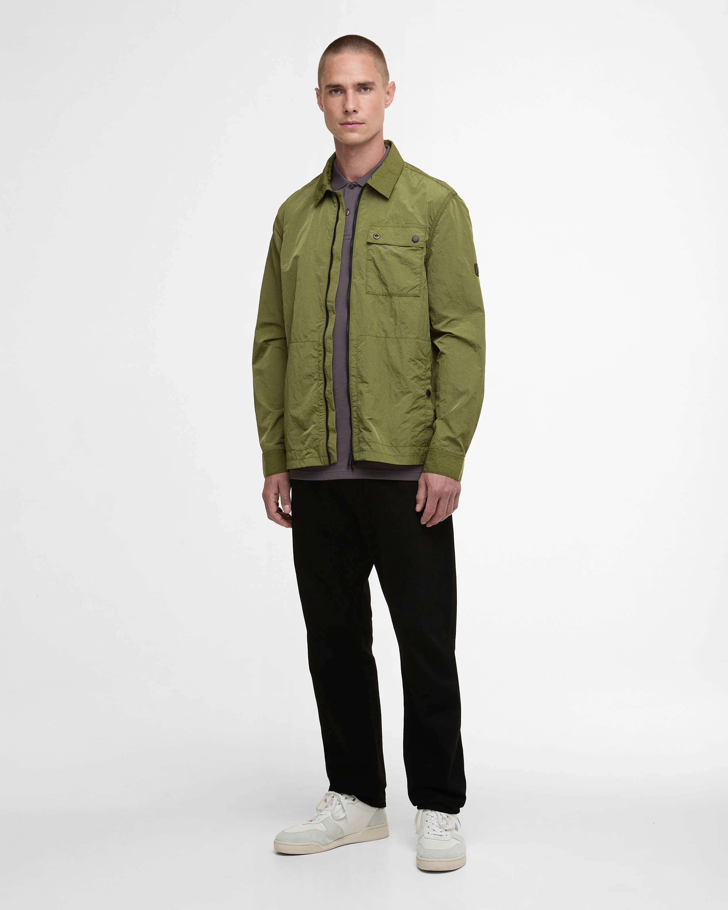 Barbour International Inline Mens Overshirt - Cable Olive - Image 3