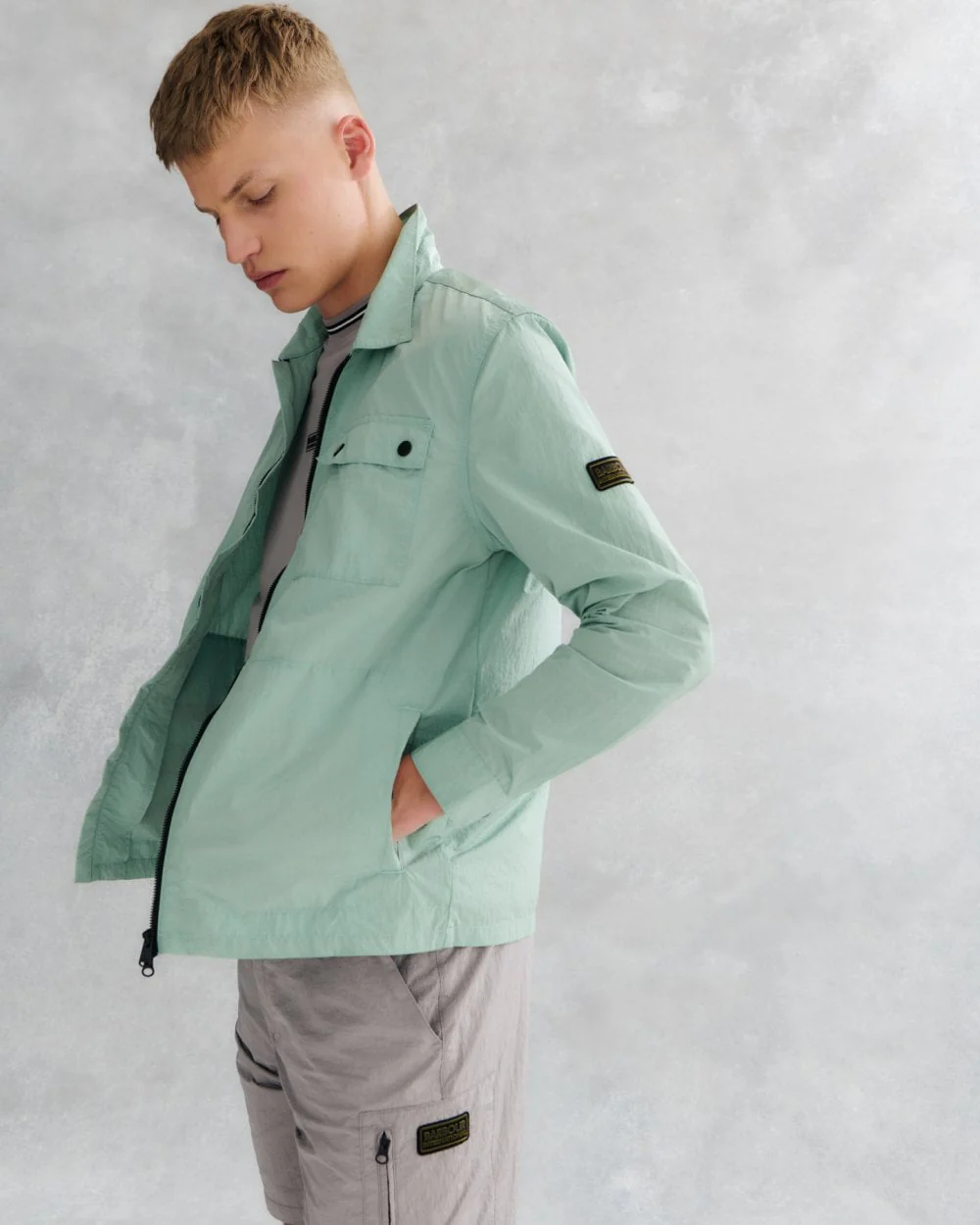 Barbour International Inline Mens Overshirt - Granite Green - Image 4