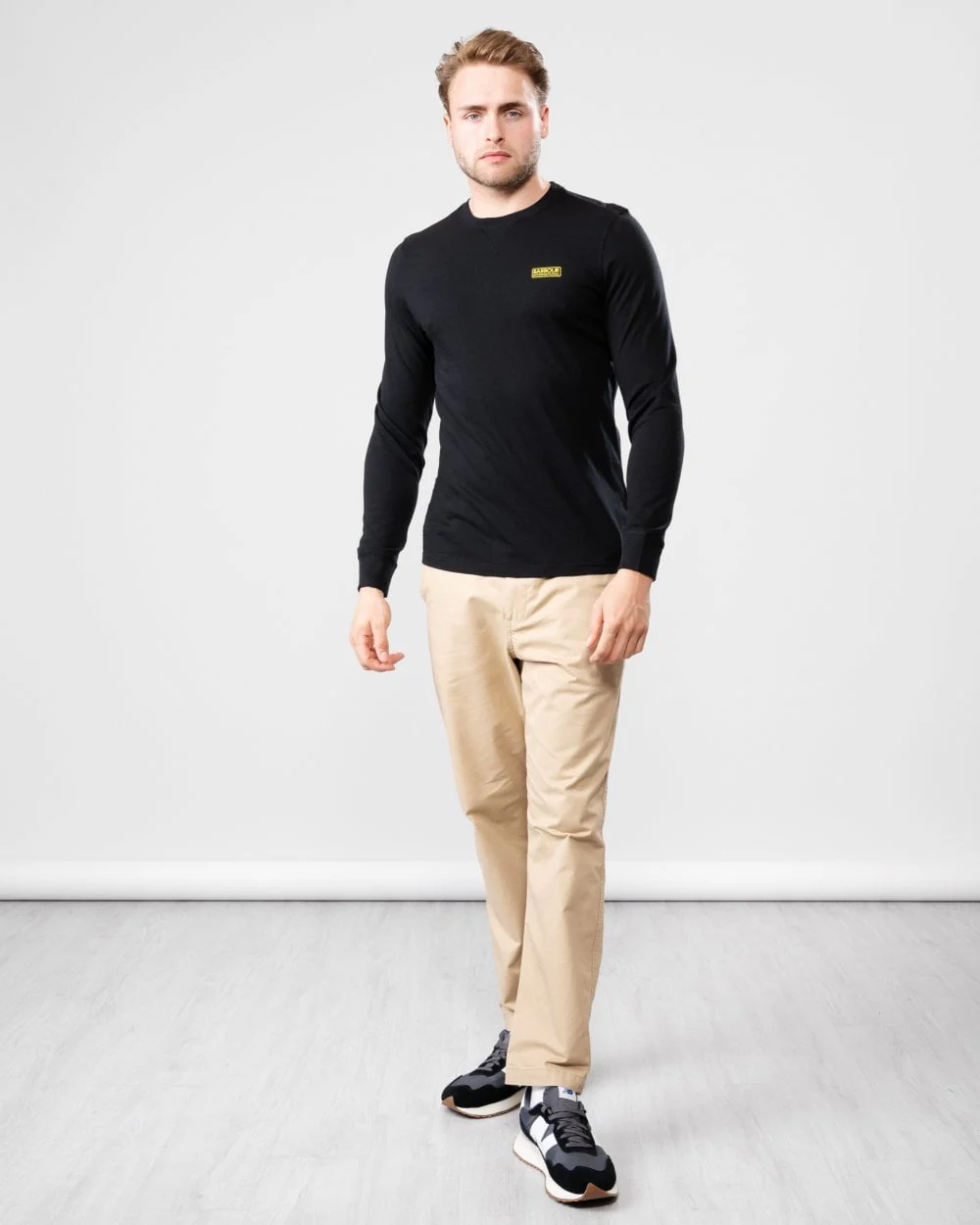 Barbour International Logo Mens Long Sleeve T-Shirt - Black - Image 3