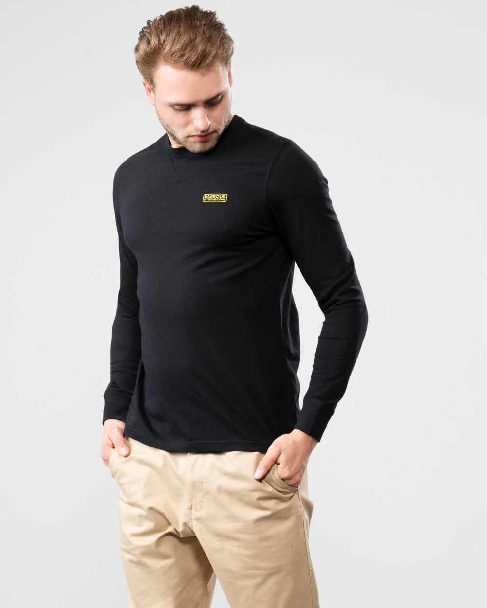 Barbour International Logo Mens Long Sleeve T-Shirt - Black - Image 4