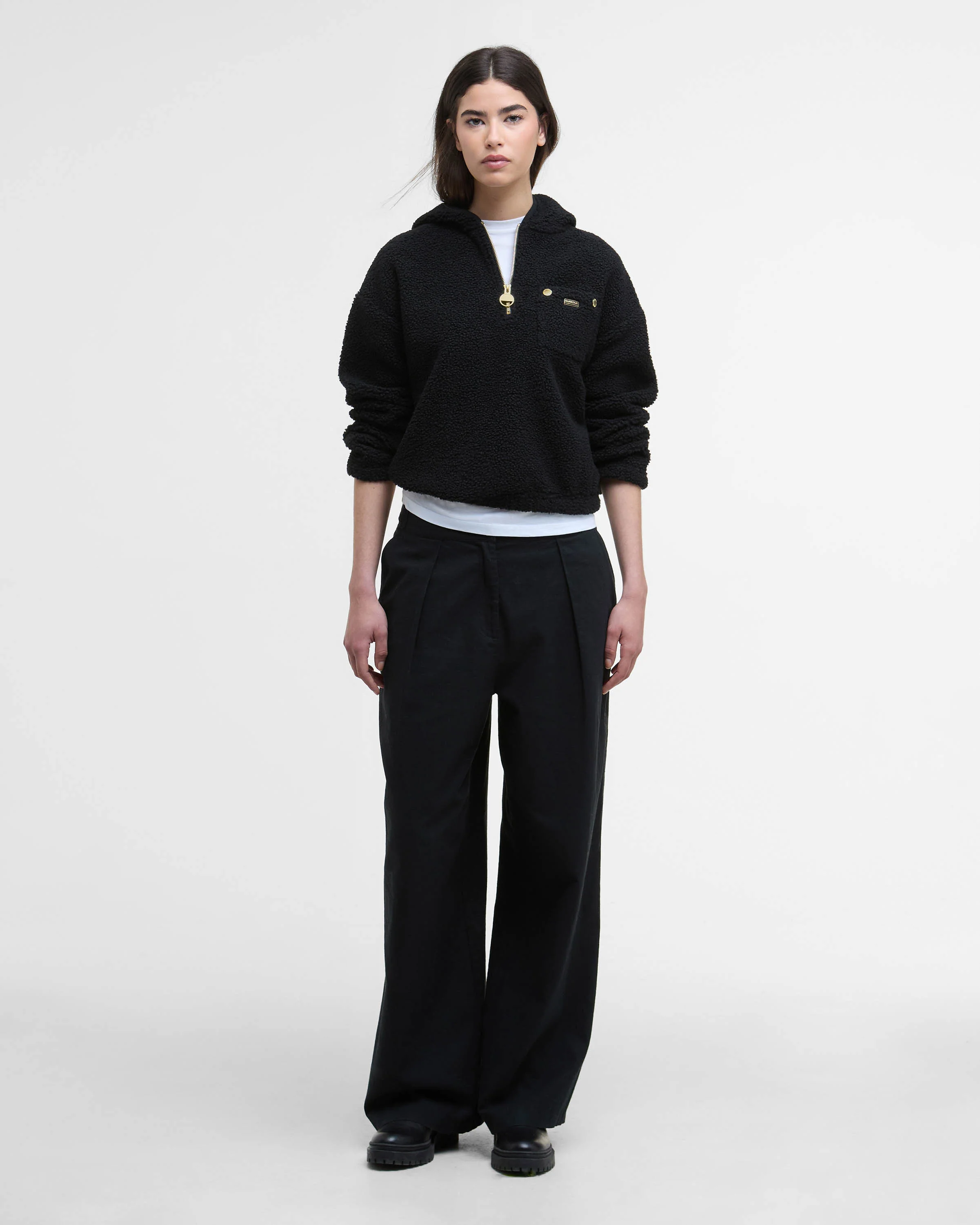 Barbour International Lola Womens Fleece Hoodie - Black - Image 6