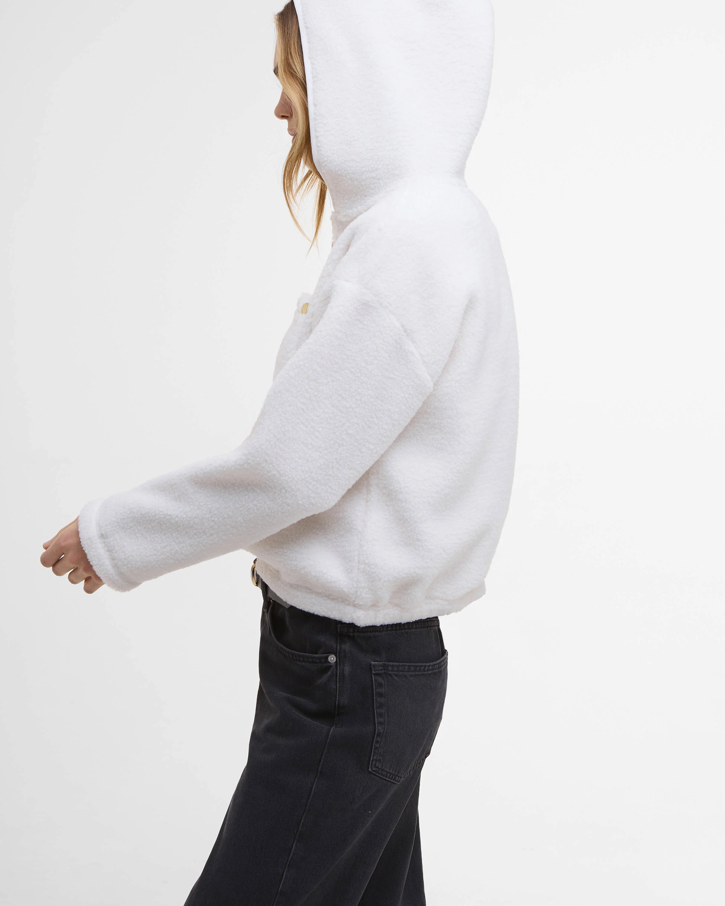 Barbour International Lola Womens Fleece Hoodie - Off White - Image 3