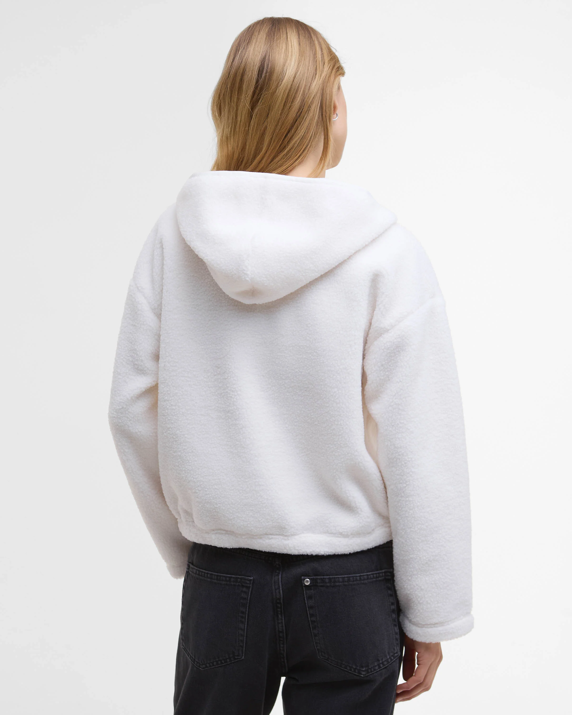 Barbour International Lola Womens Fleece Hoodie - Off White - Image 5