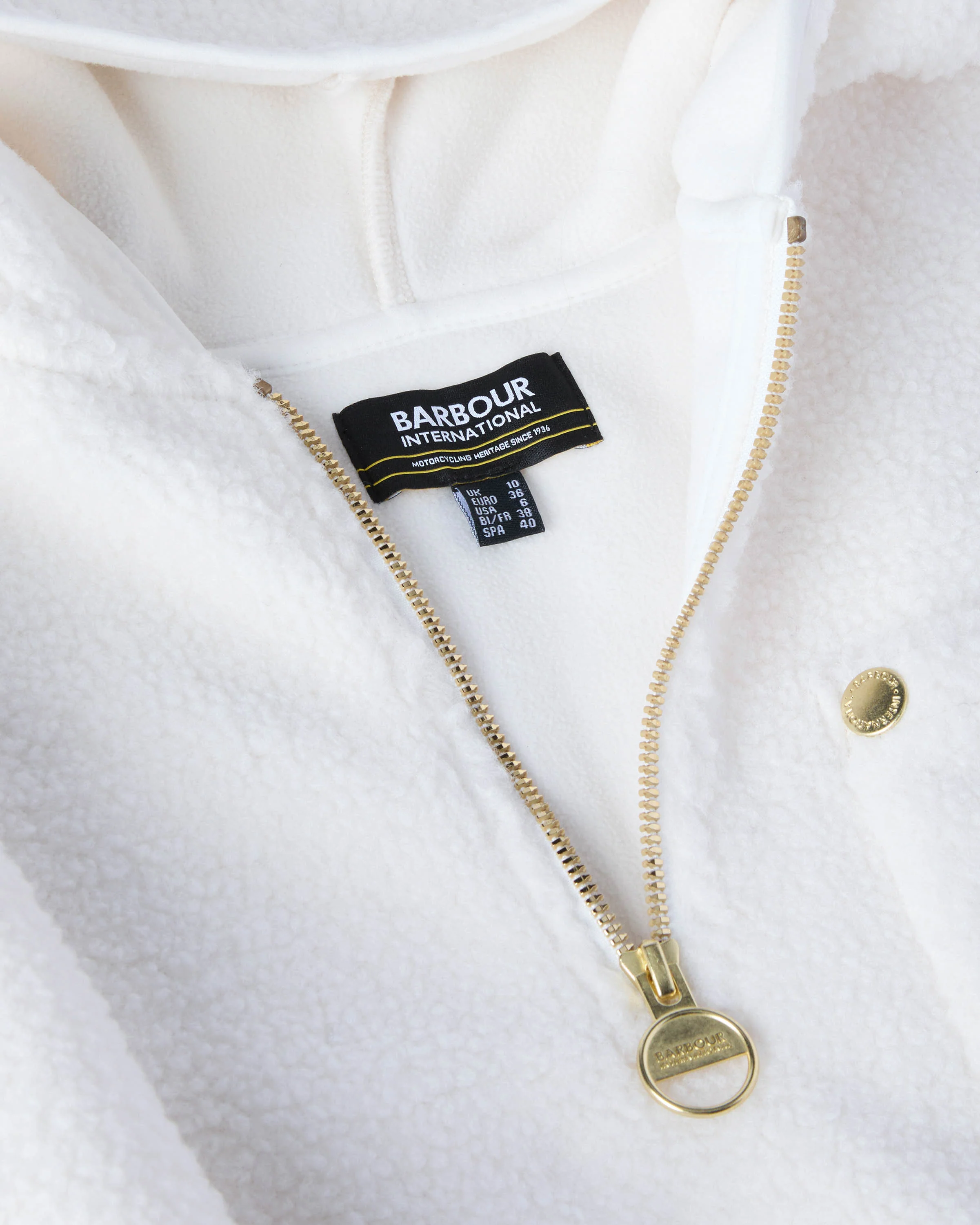 Barbour International Lola Womens Fleece Hoodie - Off White - Image 7