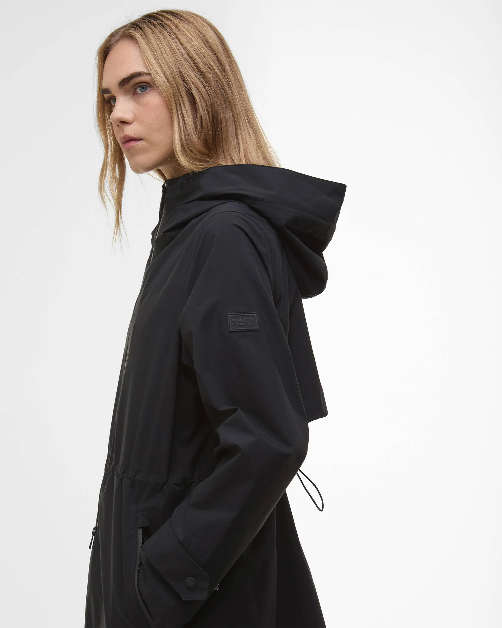 Barbour International Long Kyra Womens Waterproof Jacket - Black - Image 5