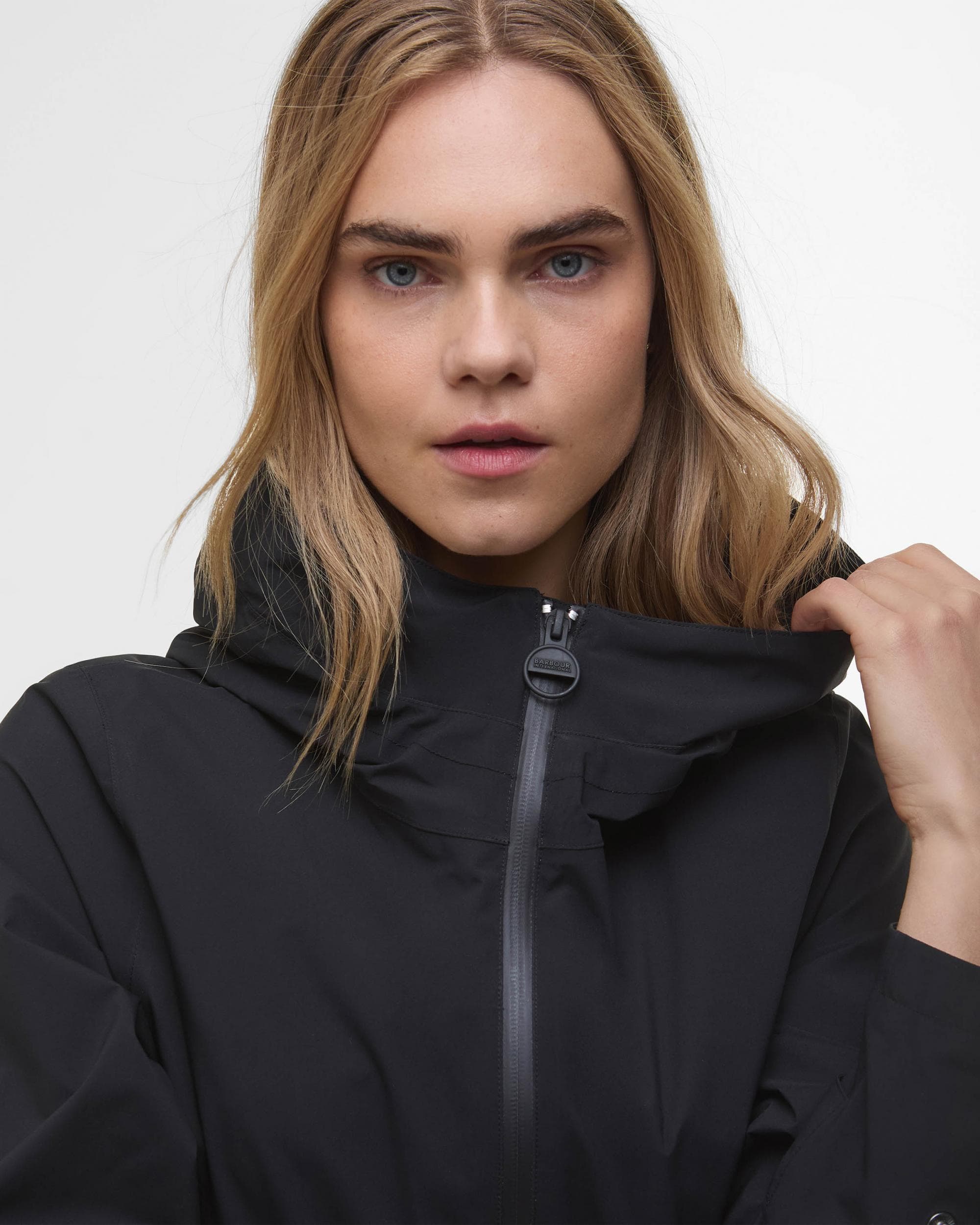 Barbour International Long Kyra Womens Waterproof Jacket - Black - Image 6