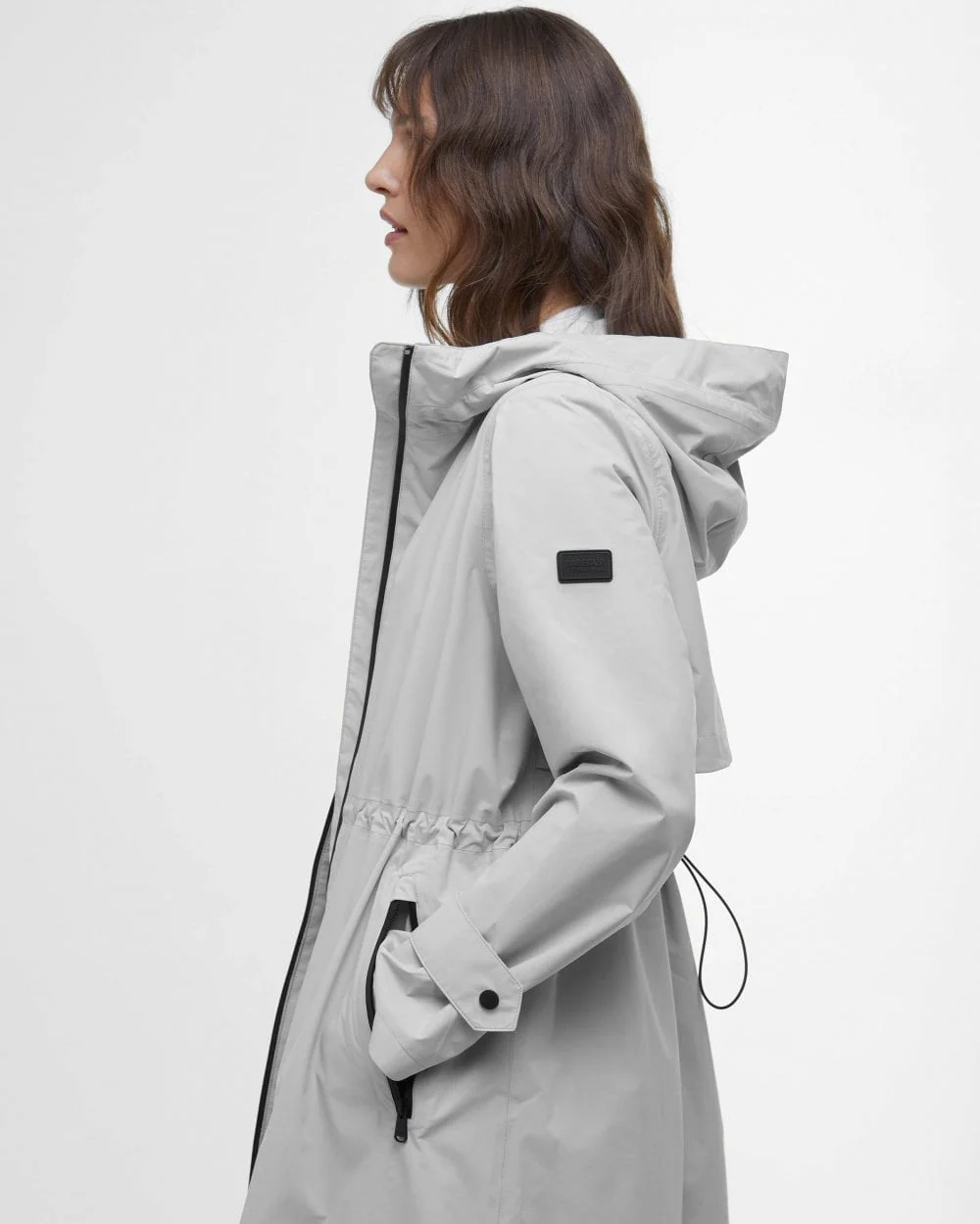 Barbour International Long Kyra Womens Waterproof Jacket - Light Steel Blue - Image 2