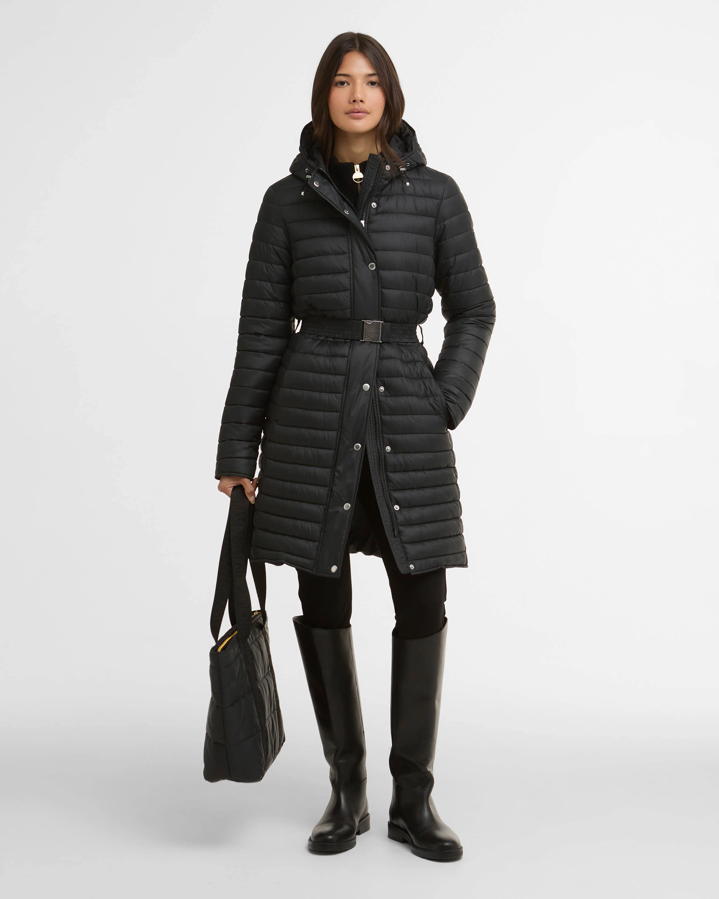 Barbour International Longline Jada Womens Puffer Jacket - Black - Image 3