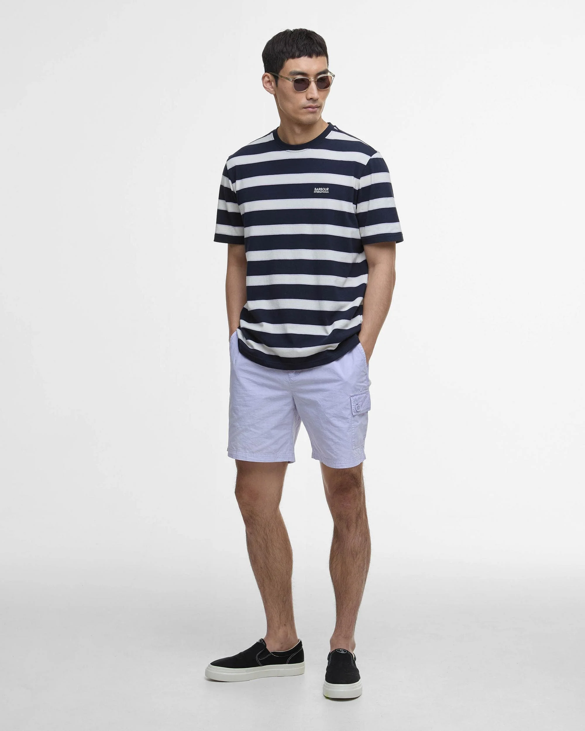 Barbour International Luca Stripe Mens T-Shirt - Navy - Image 4