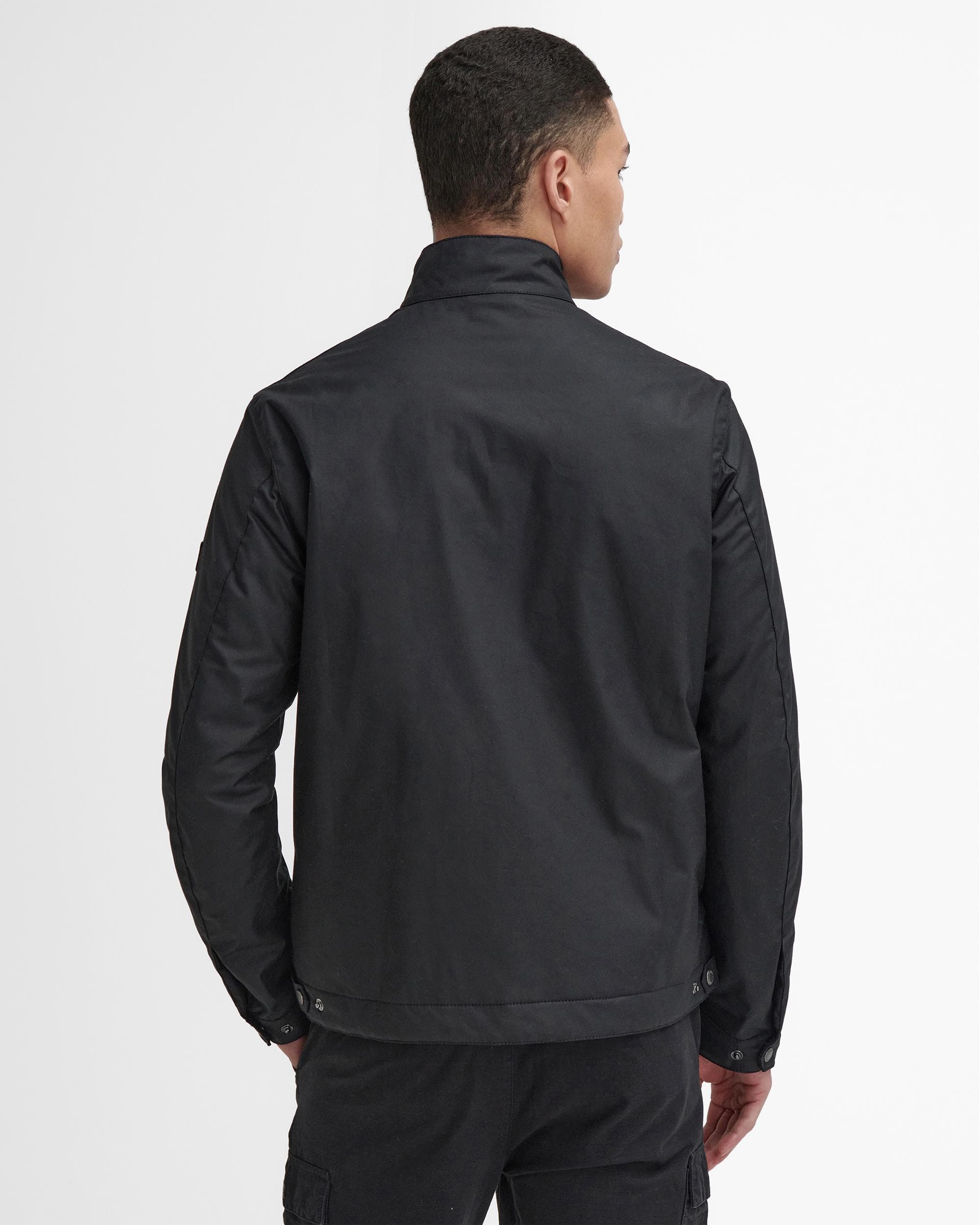 Barbour International Lutlaw Harrington Mens Wax Jacket - Black - Image 3