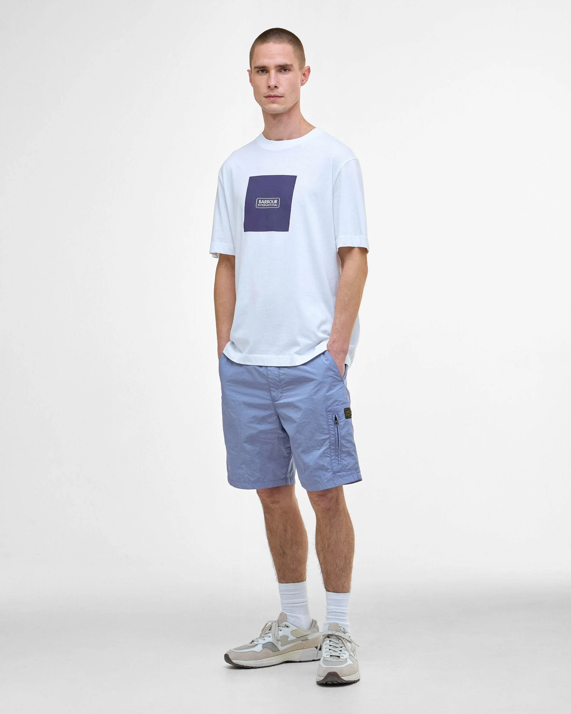 Barbour International Mass Mens Graphic T-Shirt - White - Image 3