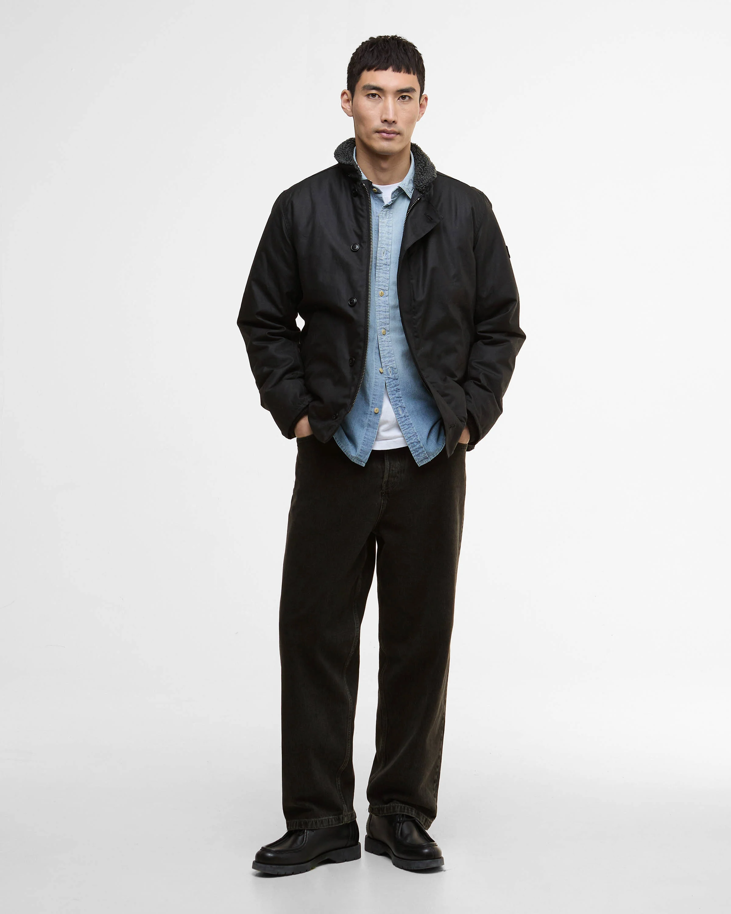 Barbour International Mayburn Mens Wax Jacket - Black - Image 3