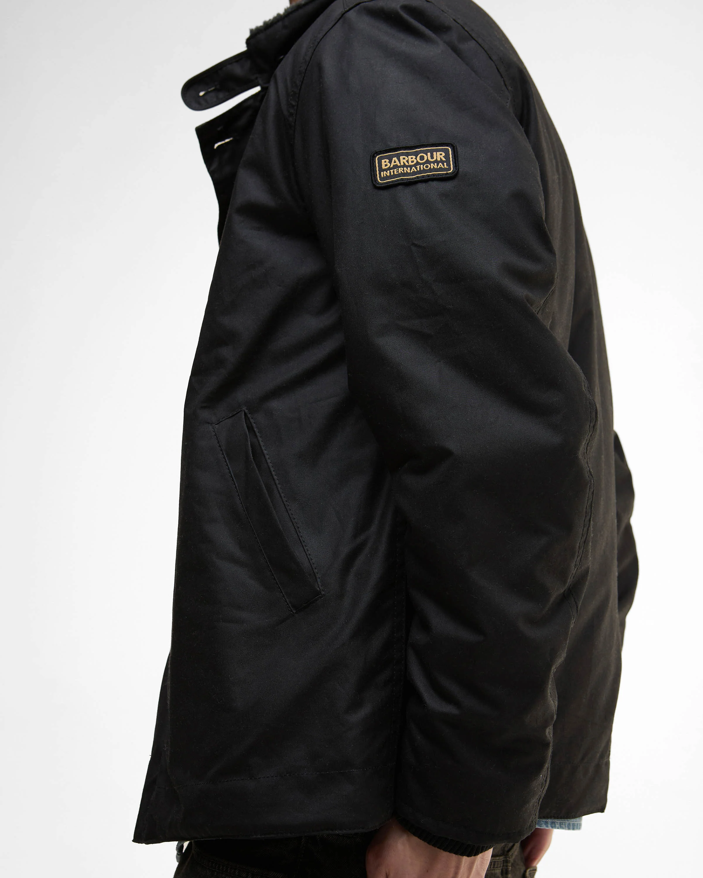 Barbour International Mayburn Mens Wax Jacket - Black - Image 4