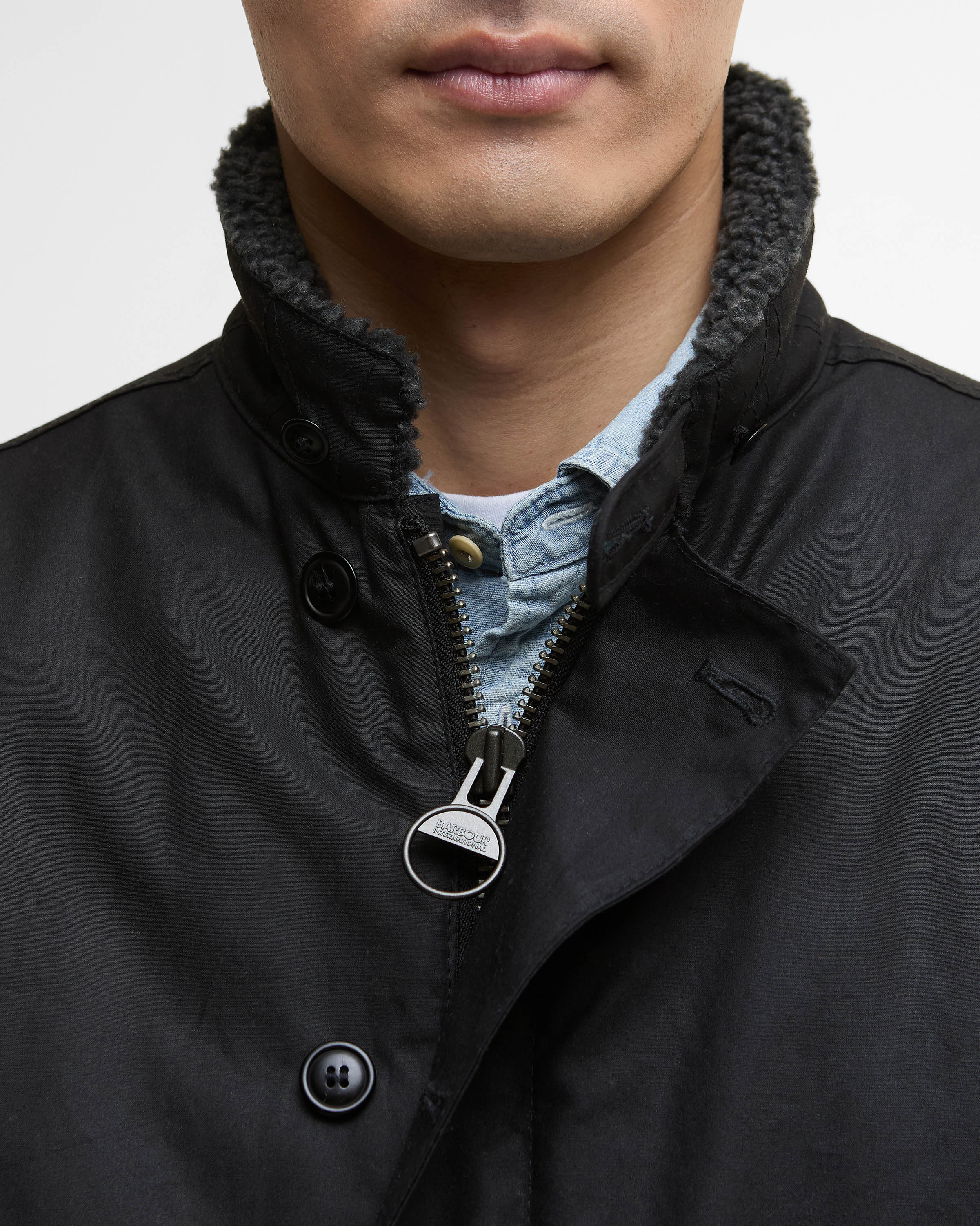 Barbour International Mayburn Mens Wax Jacket - Black - Image 5