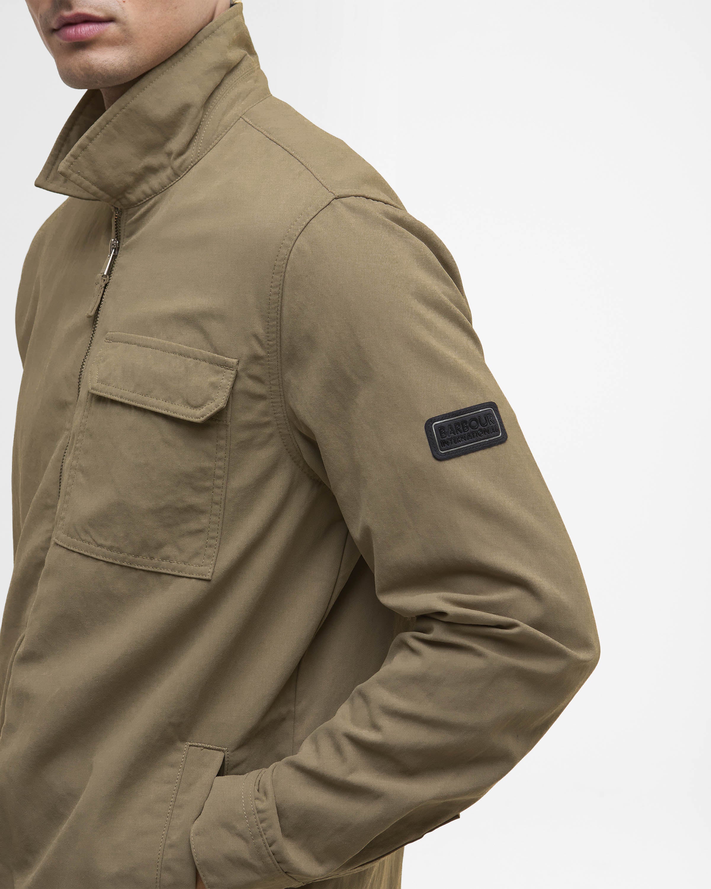 Barbour International Maze Peached Mens Overshirt - Brindle - Image 3