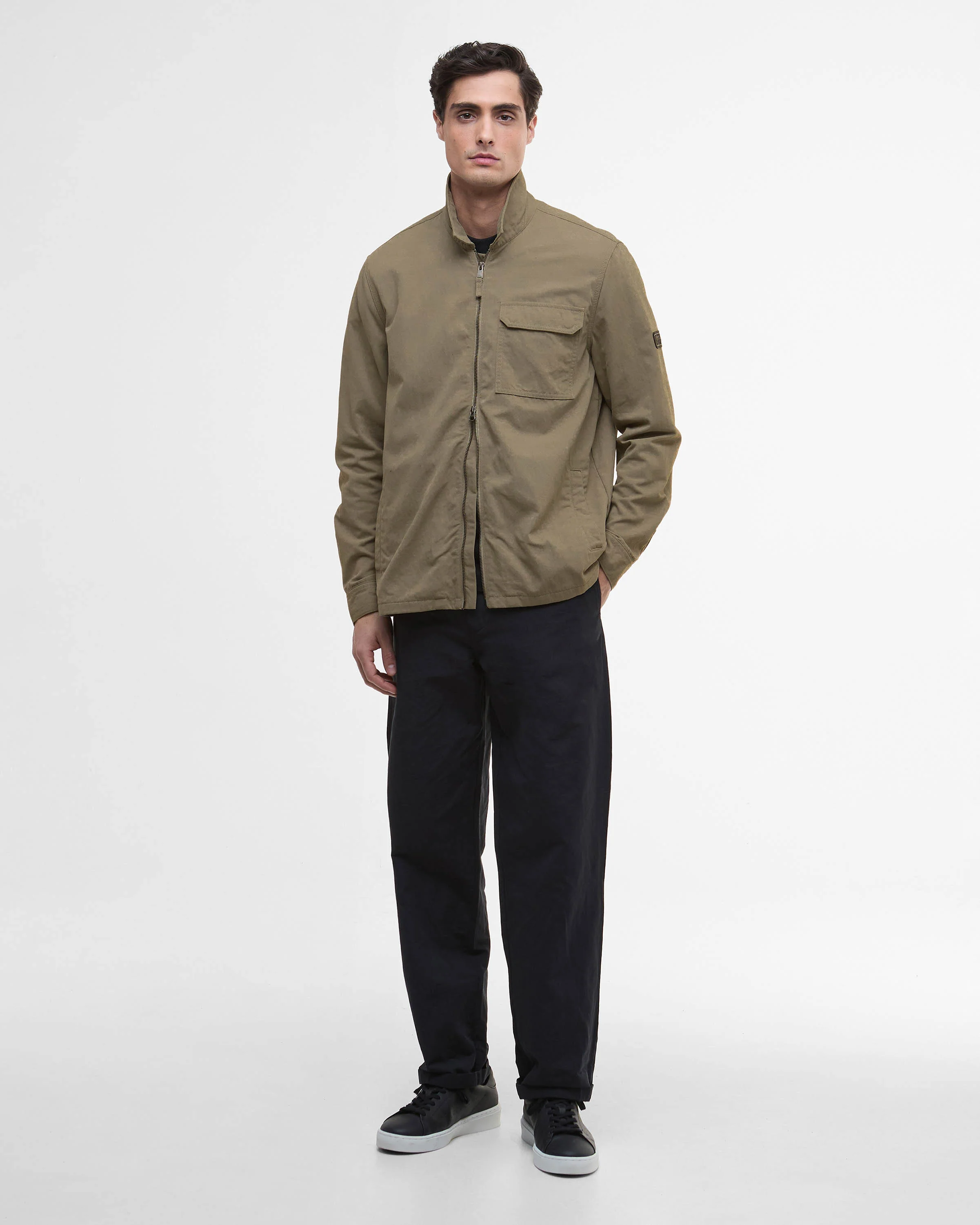 Barbour International Maze Peached Mens Overshirt - Brindle - Image 4