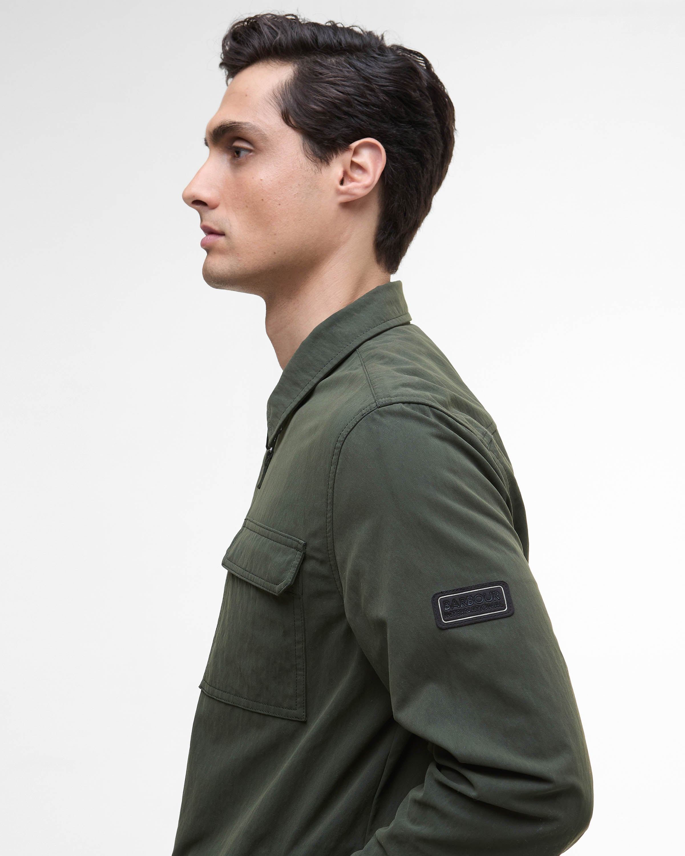 Barbour International Maze Peached Mens Overshirt - Sage - Image 4