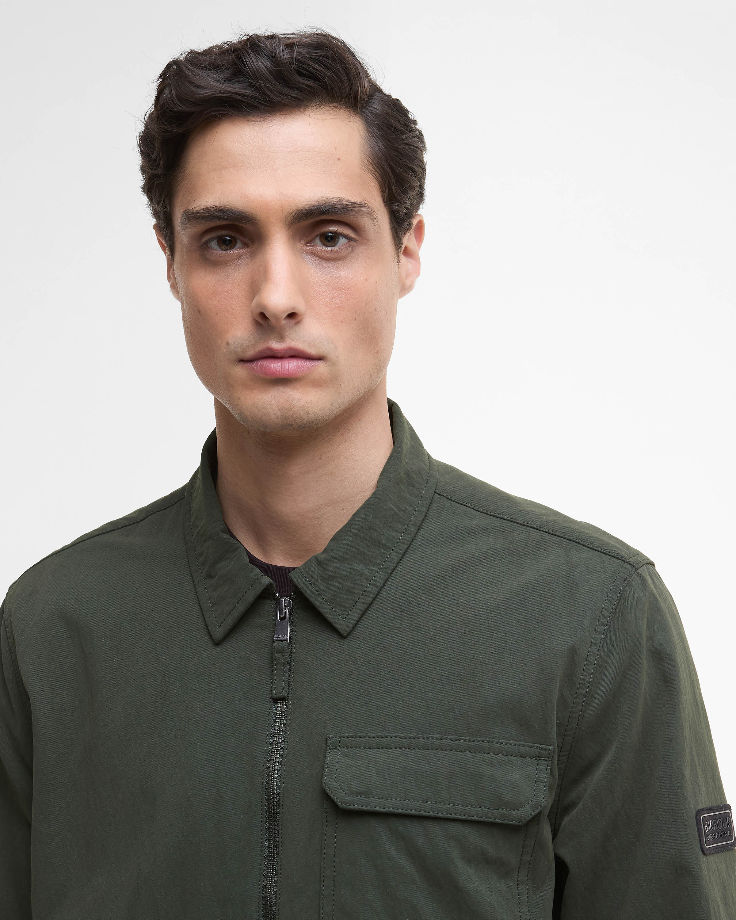 Barbour International Maze Peached Mens Overshirt - Sage - Image 5