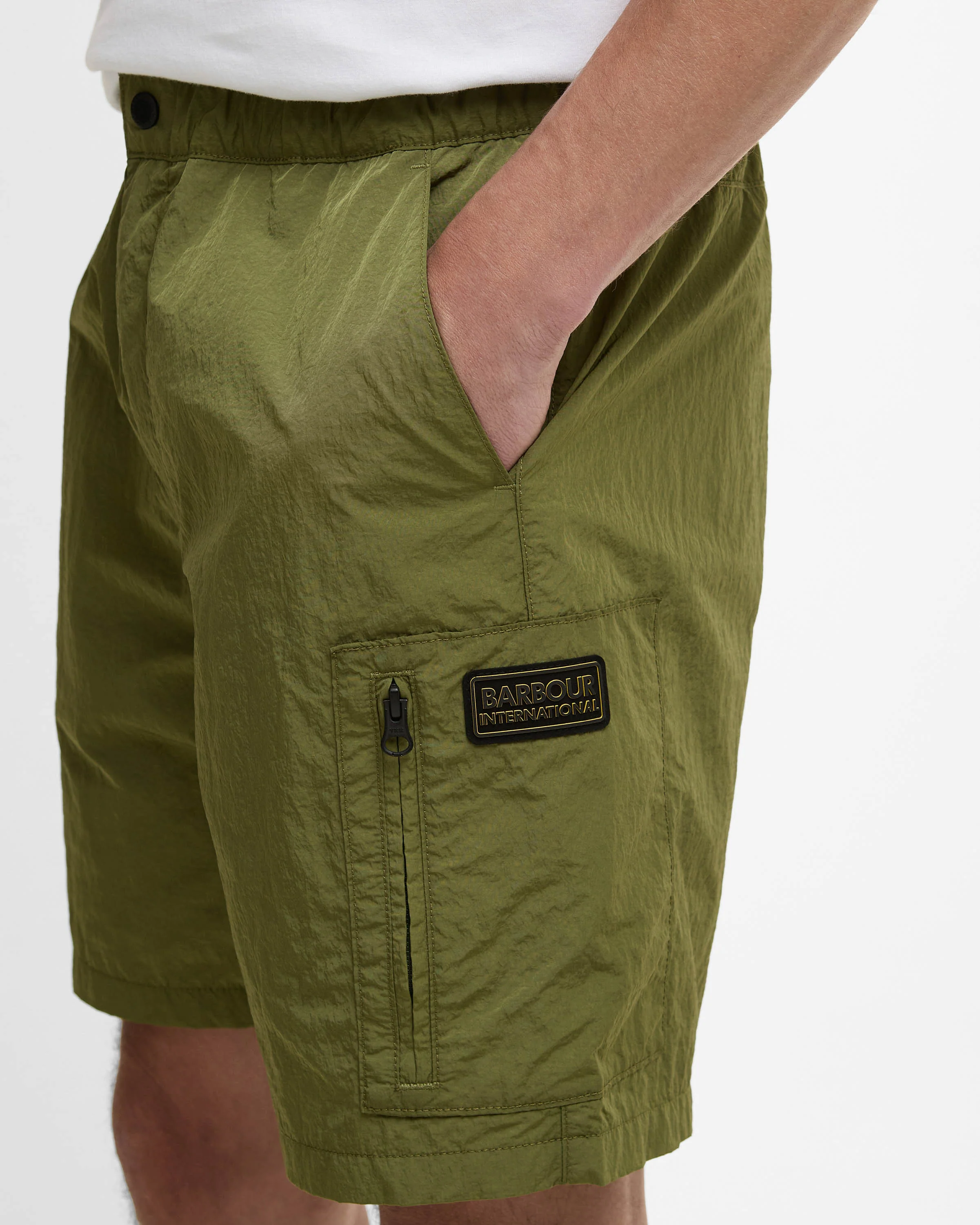 Barbour International Mens Inline Shorts - Cable Olive - Image 4