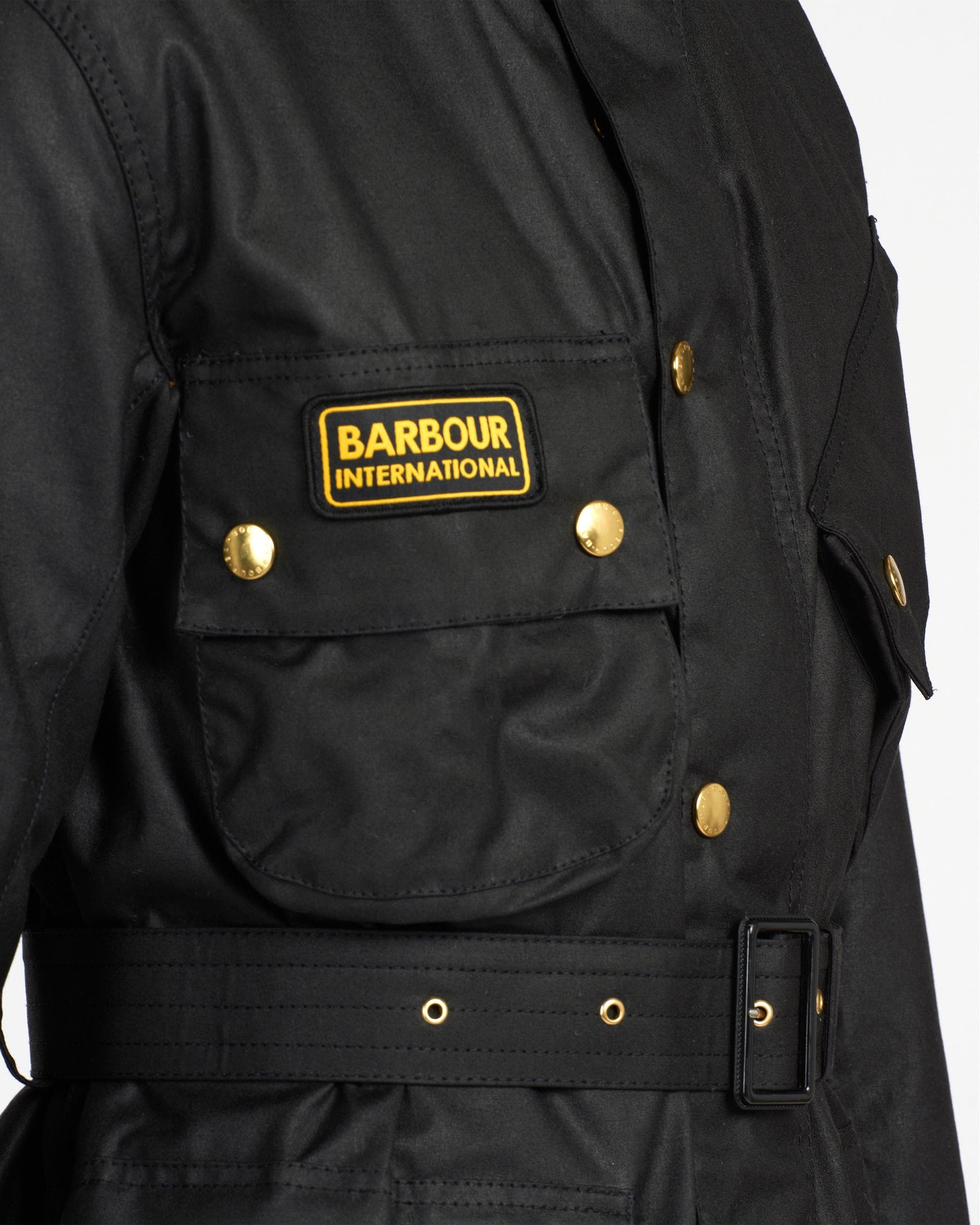 Barbour International Mens Original Wax Jacket - Black - Image 4