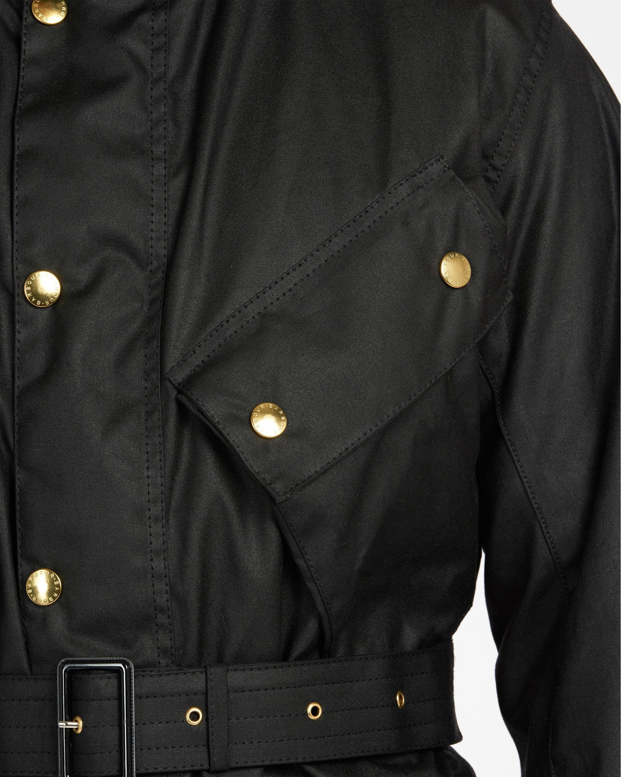 Barbour International Mens Original Wax Jacket - Black - Image 7
