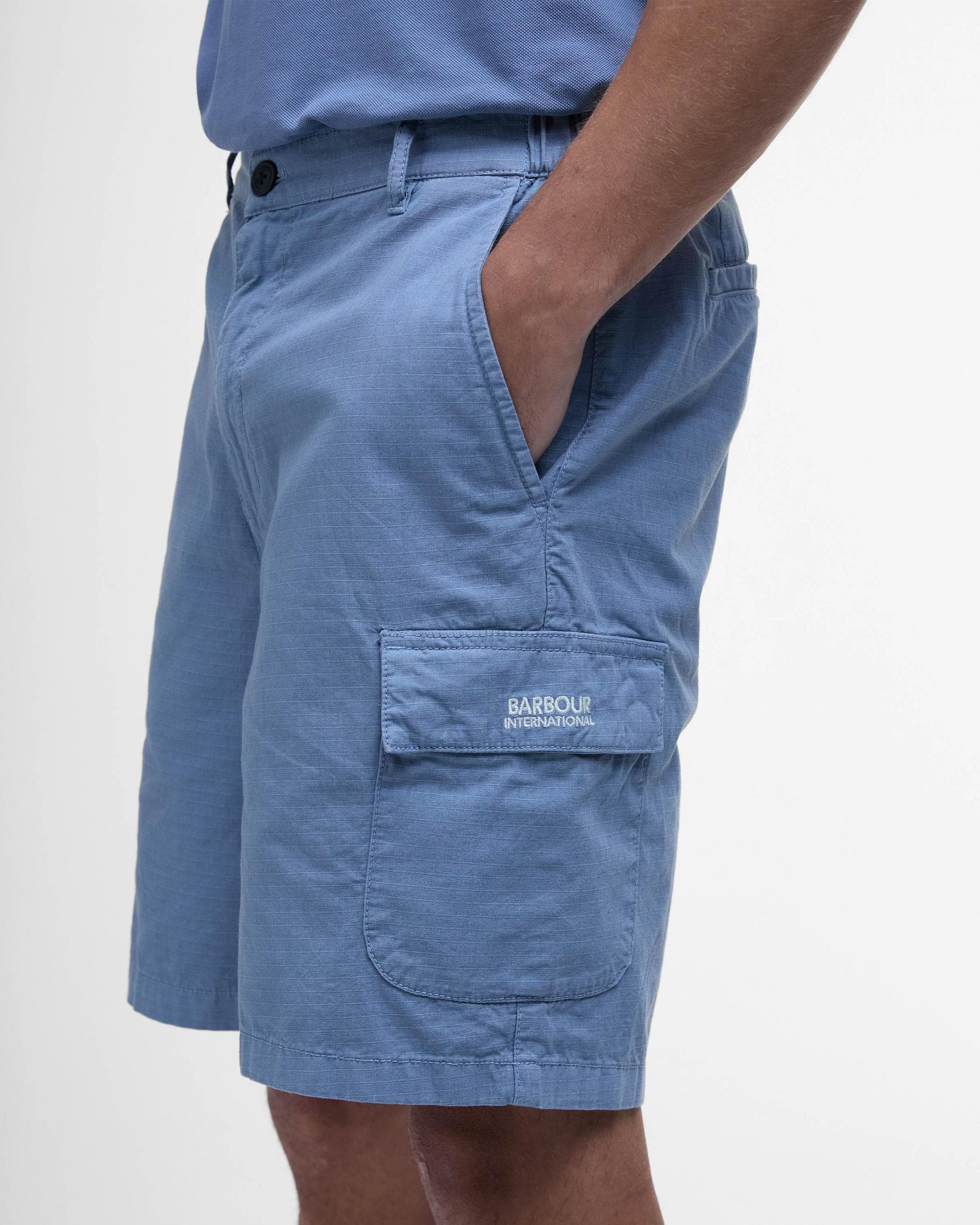 Barbour International Mens Ripstop Shorts - Washed Blue - Image 4
