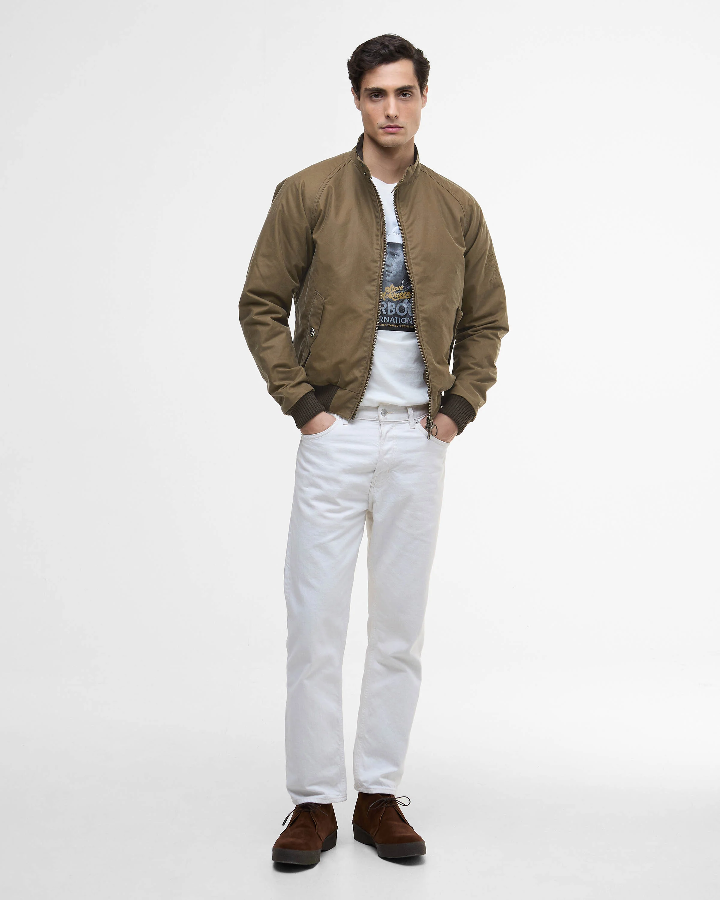 Barbour International Merchant Mens Wax Jacket - Sand - Image 3