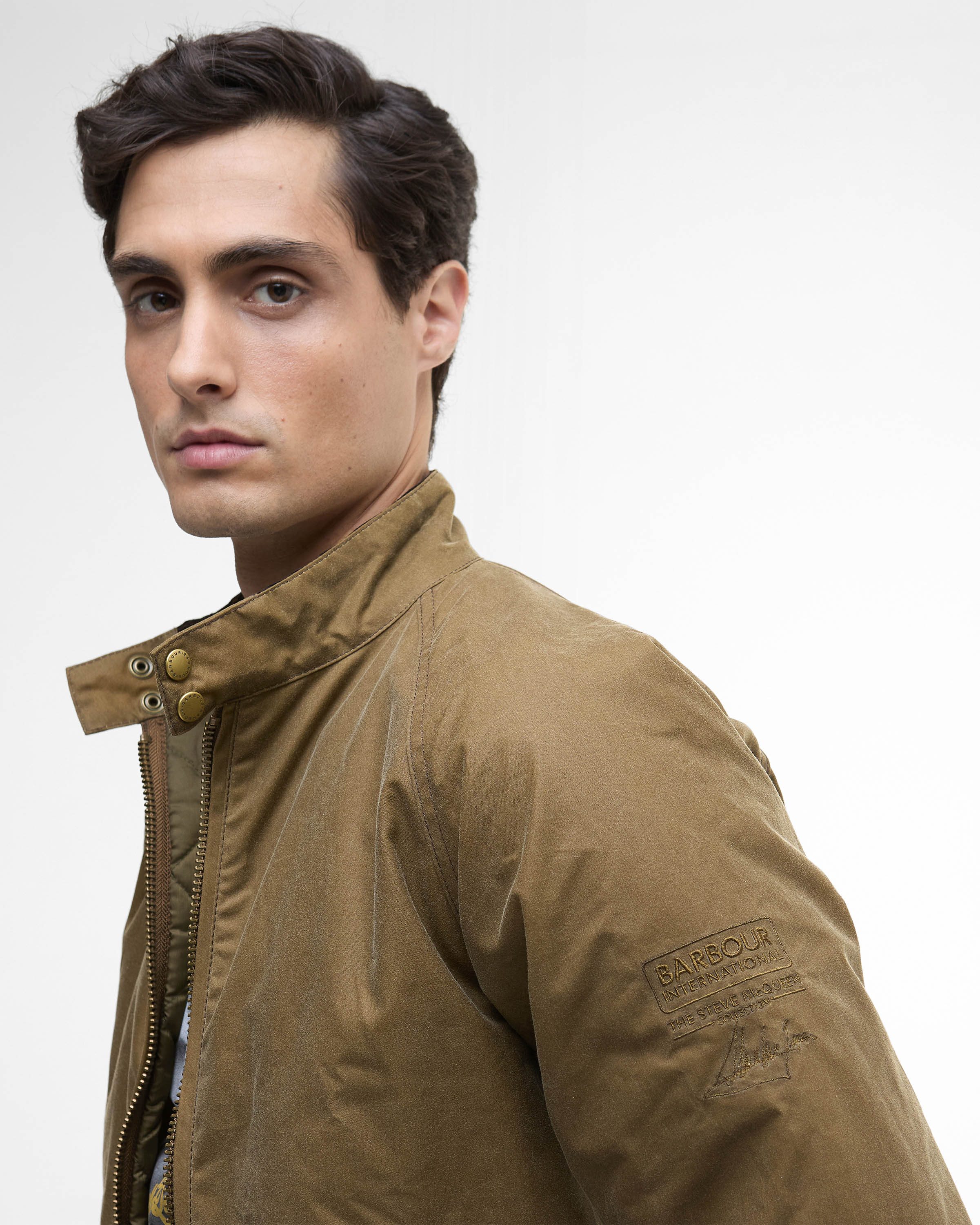 Barbour International Merchant Mens Wax Jacket - Sand - Image 6