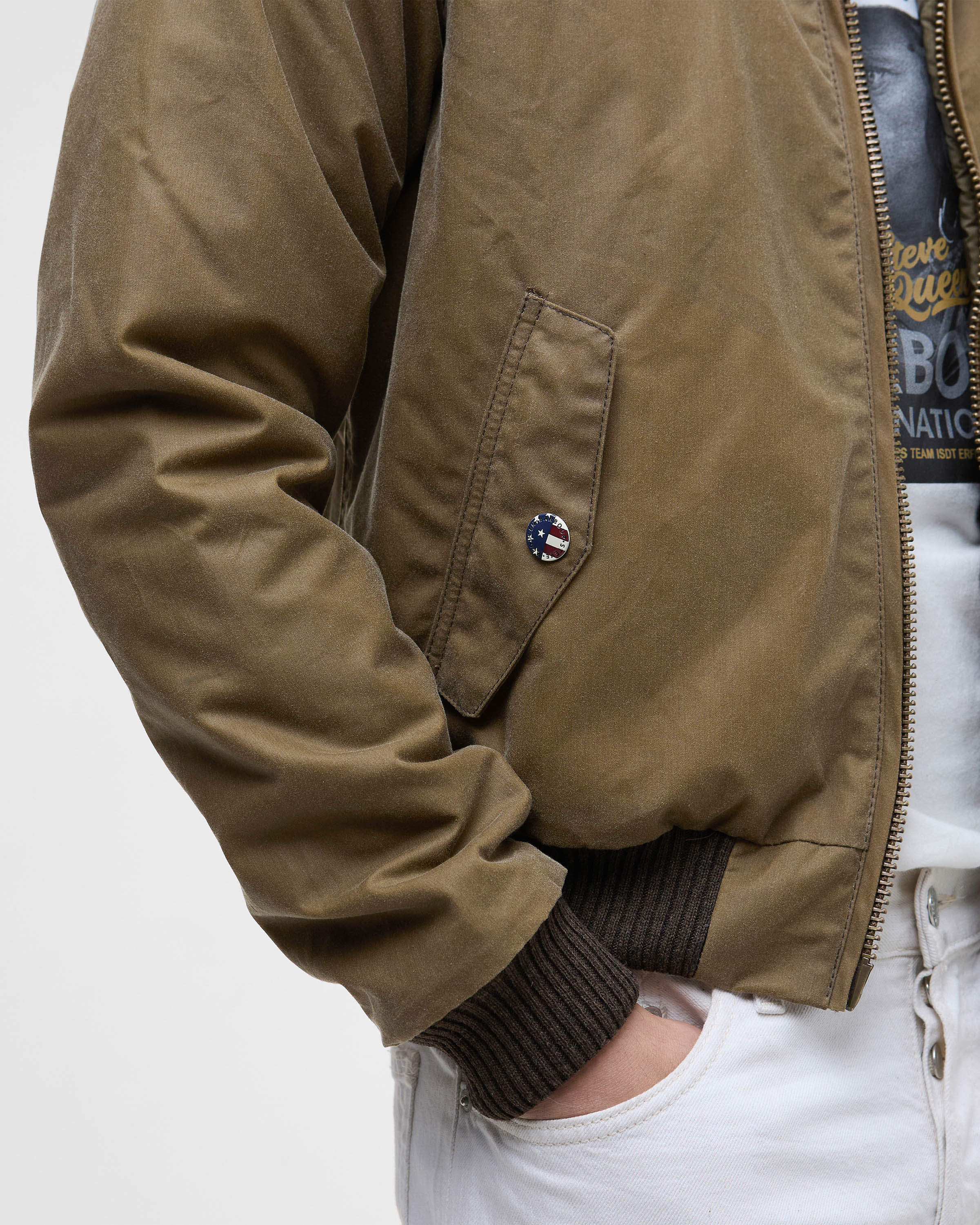 Barbour International Merchant Mens Wax Jacket - Sand - Image 7