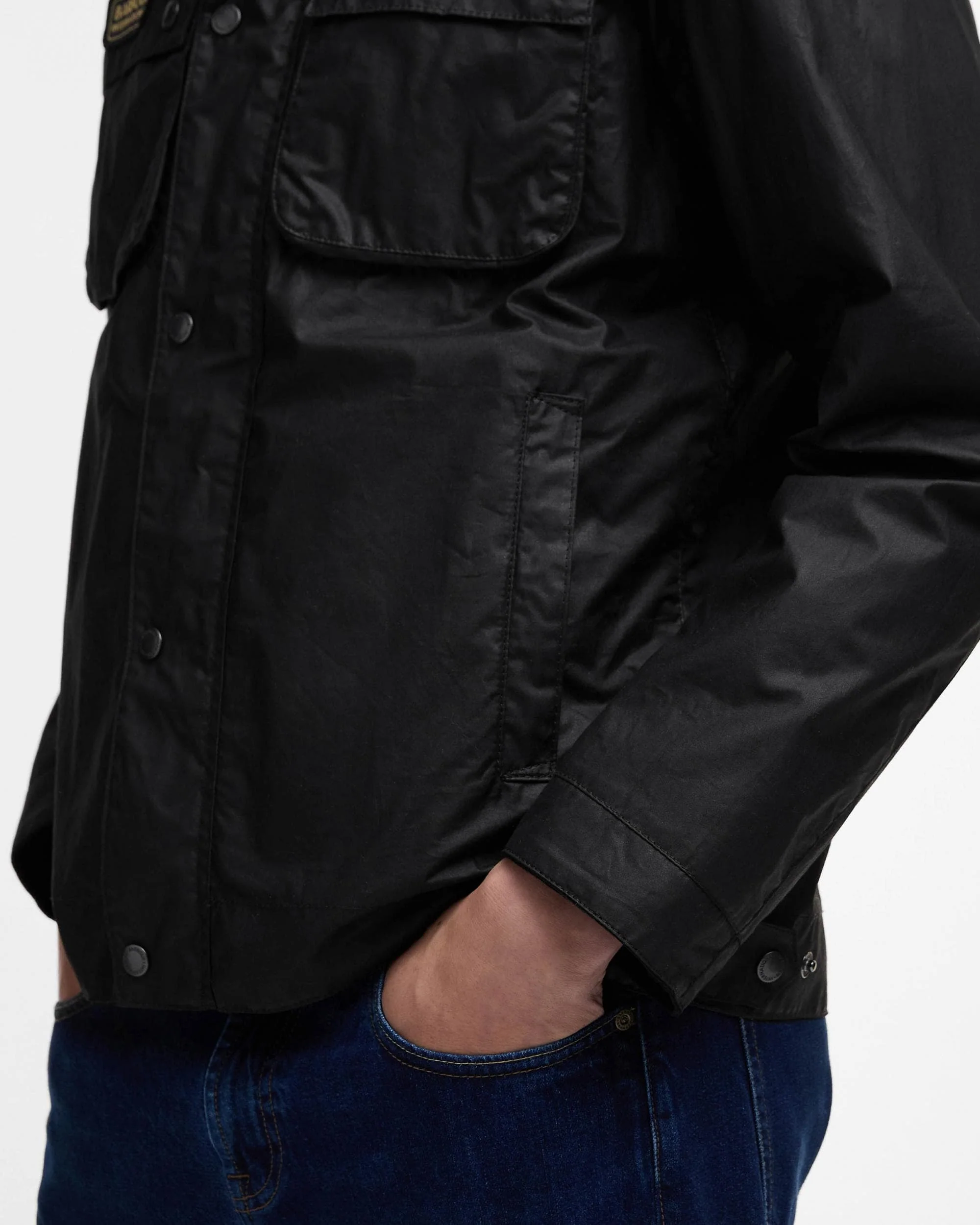 Barbour International Merton Mens Wax Jacket - Black - Image 3