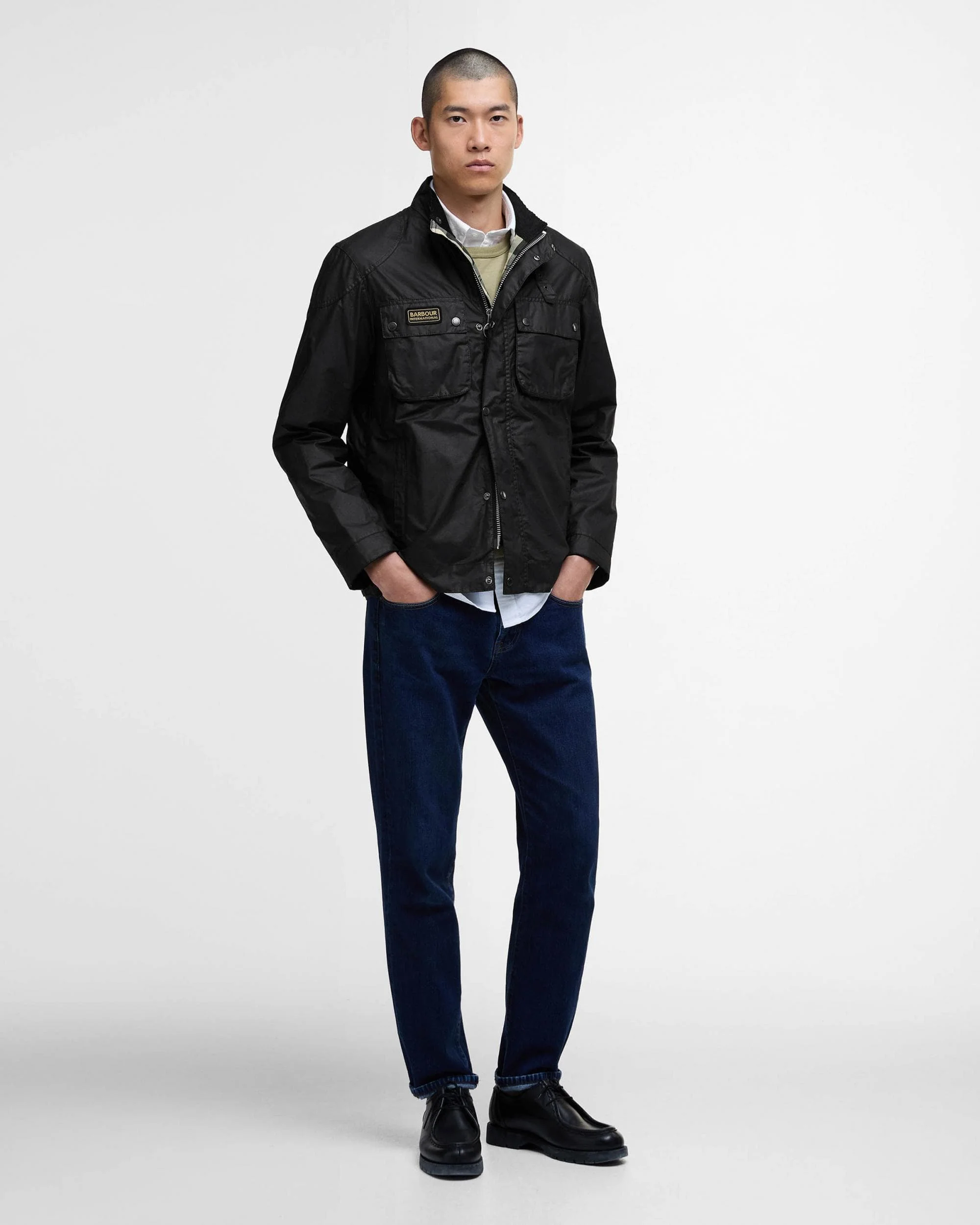 Barbour International Merton Mens Wax Jacket - Black - Image 5