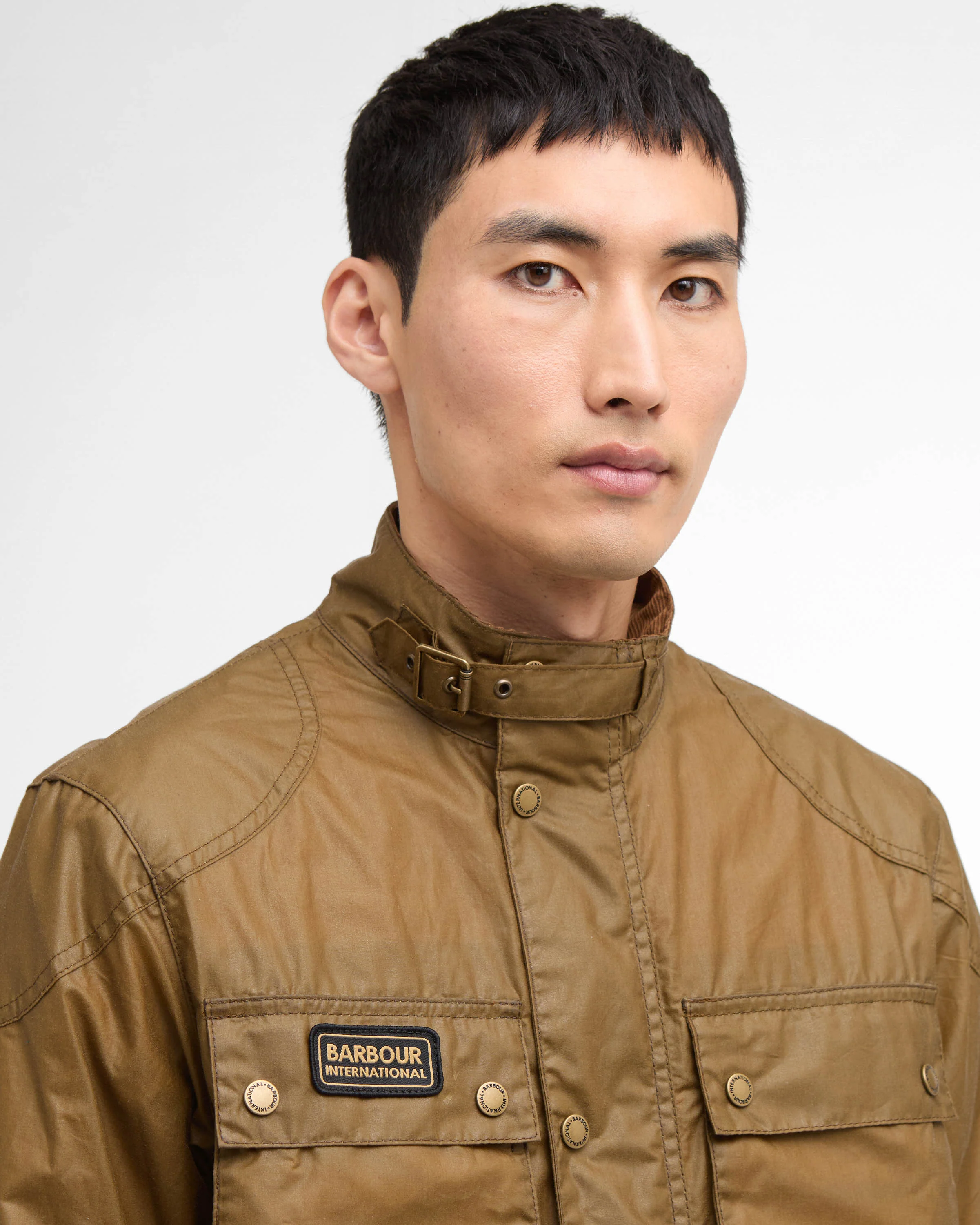 Barbour International Merton Mens Wax Jacket - Sand - Image 3