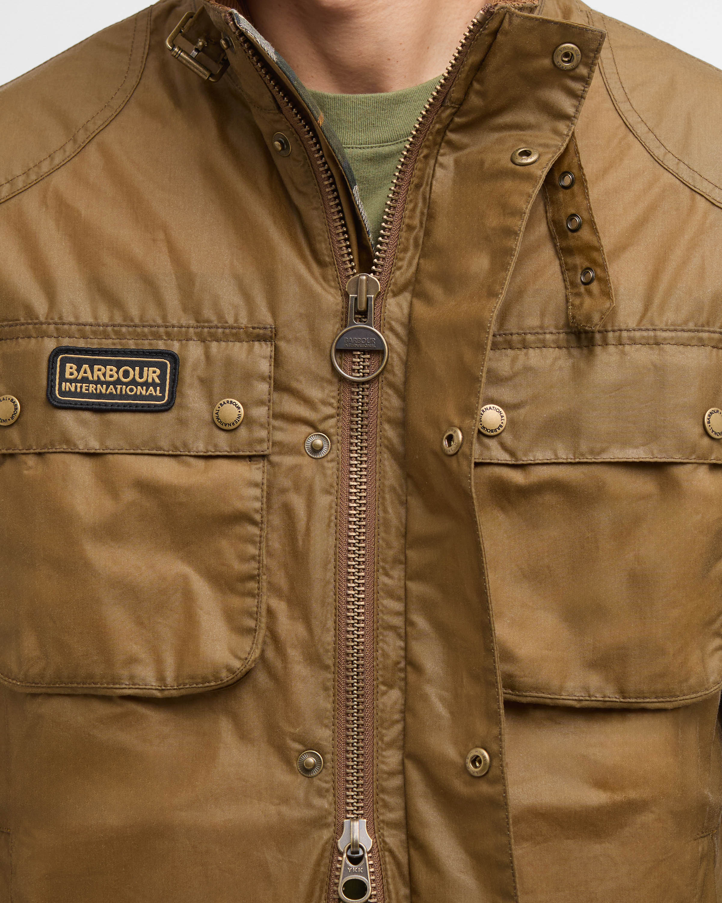 Barbour International Merton Mens Wax Jacket - Sand - Image 4