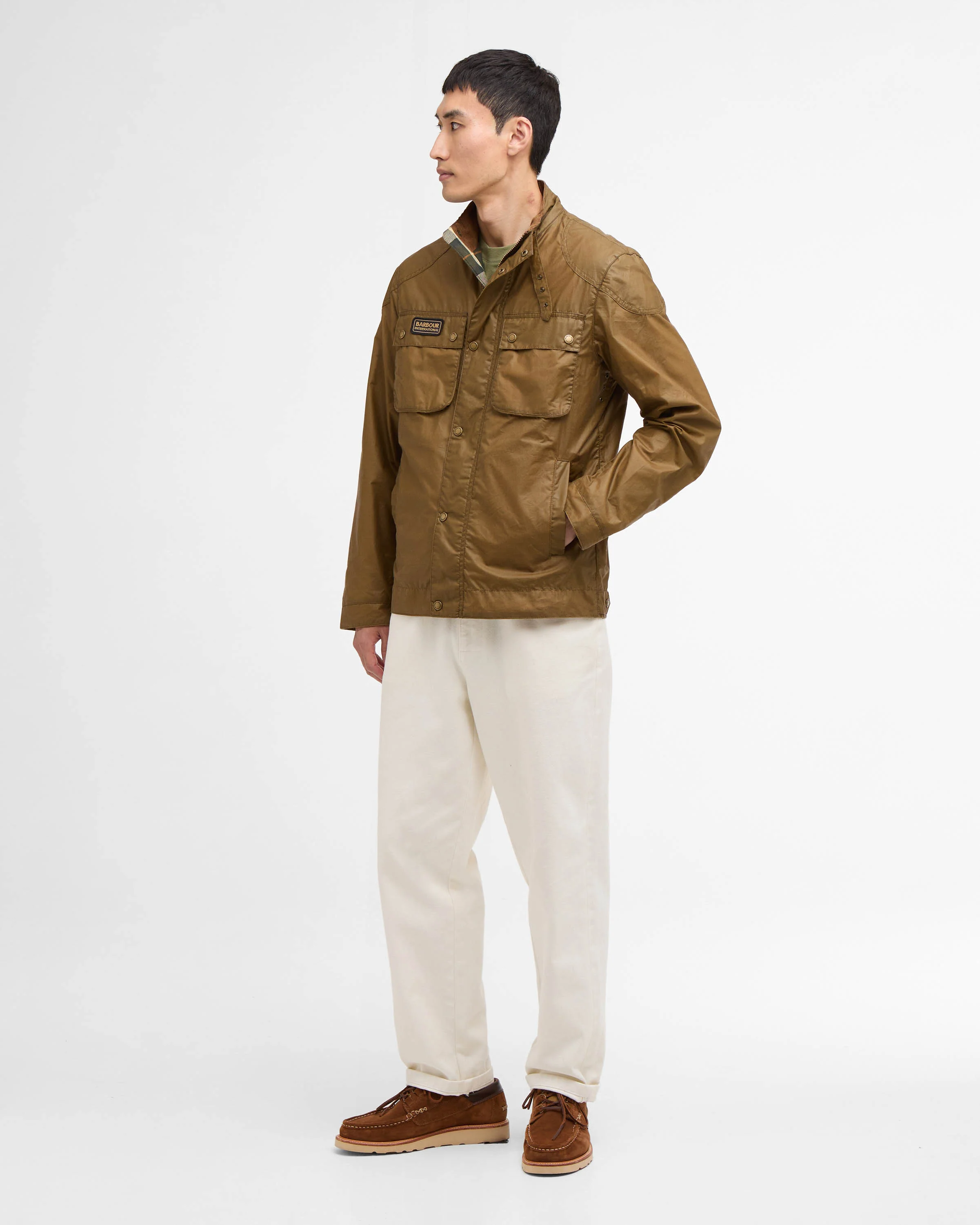 Barbour International Merton Mens Wax Jacket - Sand - Image 5
