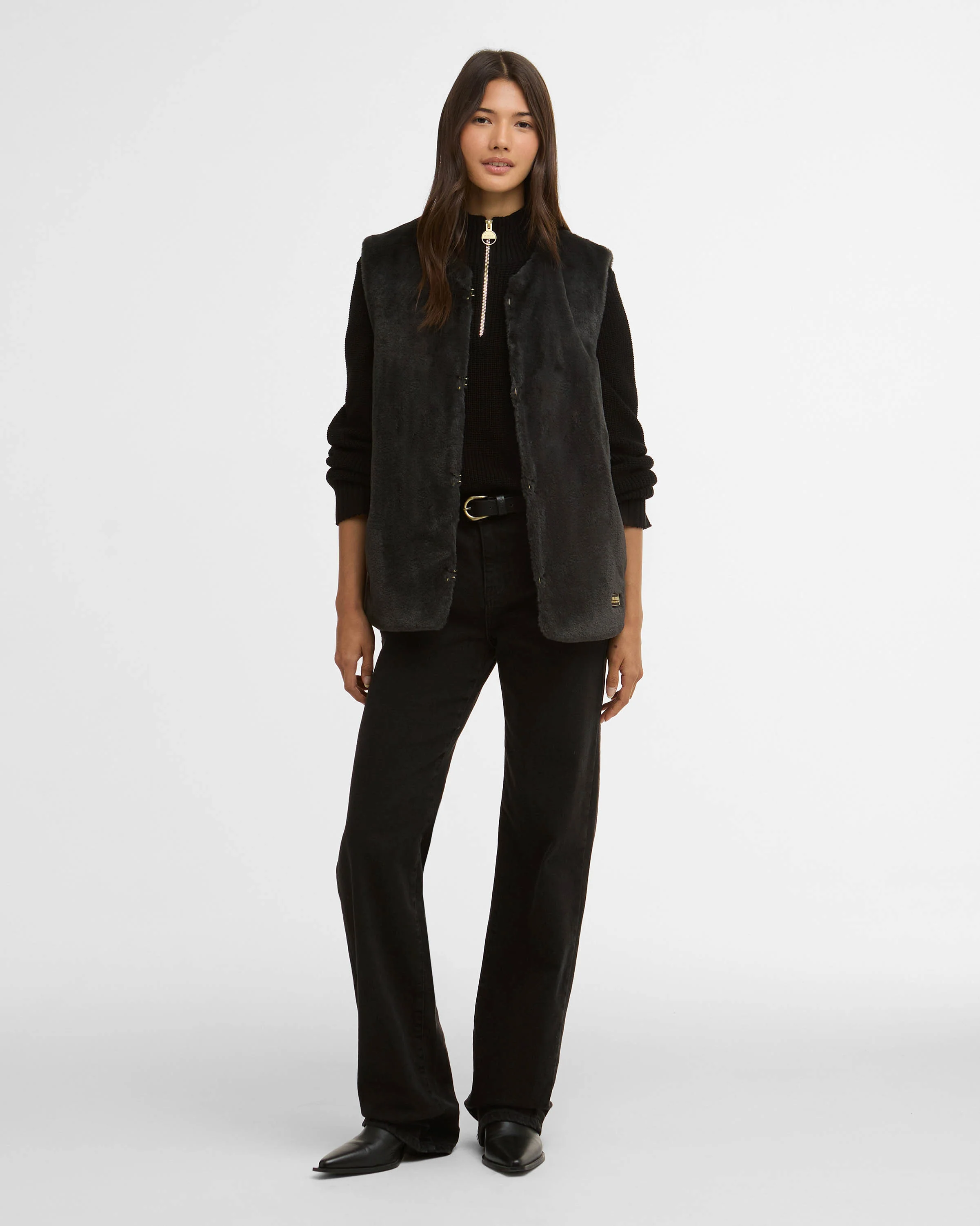 Barbour International Milan Womens Fur Gilet - Black - Image 2