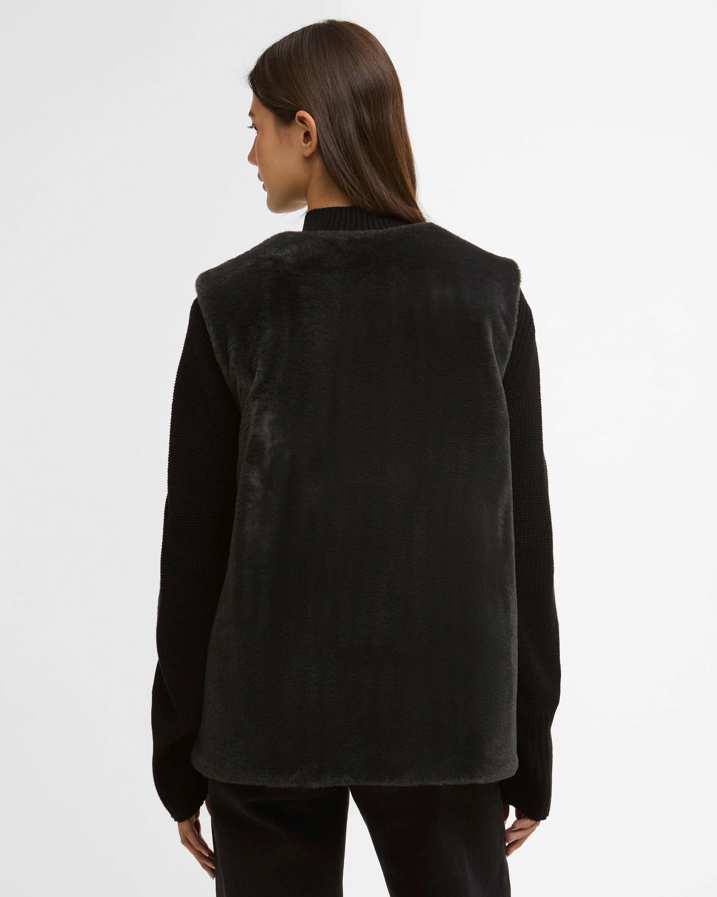 Barbour International Milan Womens Fur Gilet - Black - Image 4