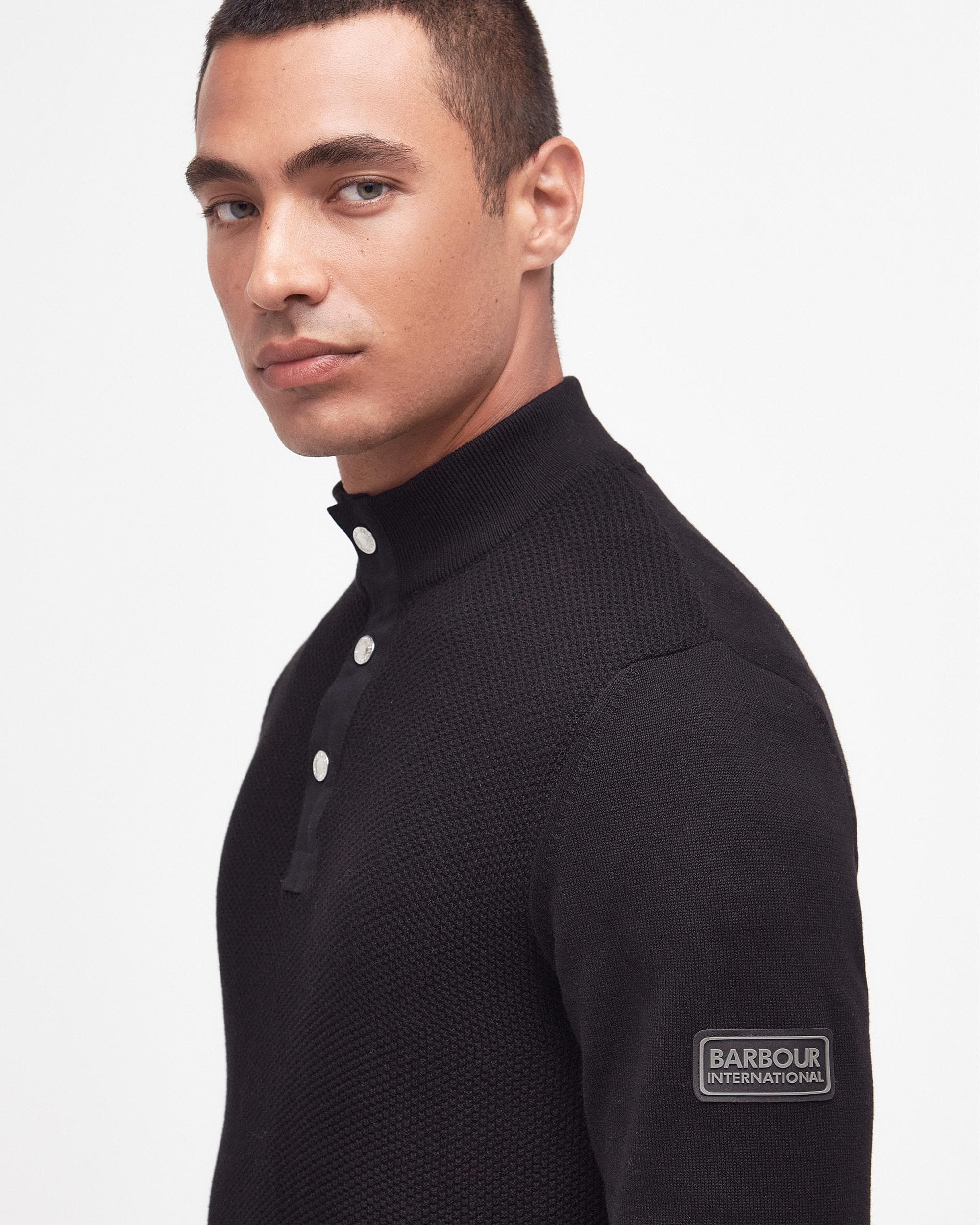 Barbour International Murrey Quarter Placket Mens Knitted Jumper - Image 2