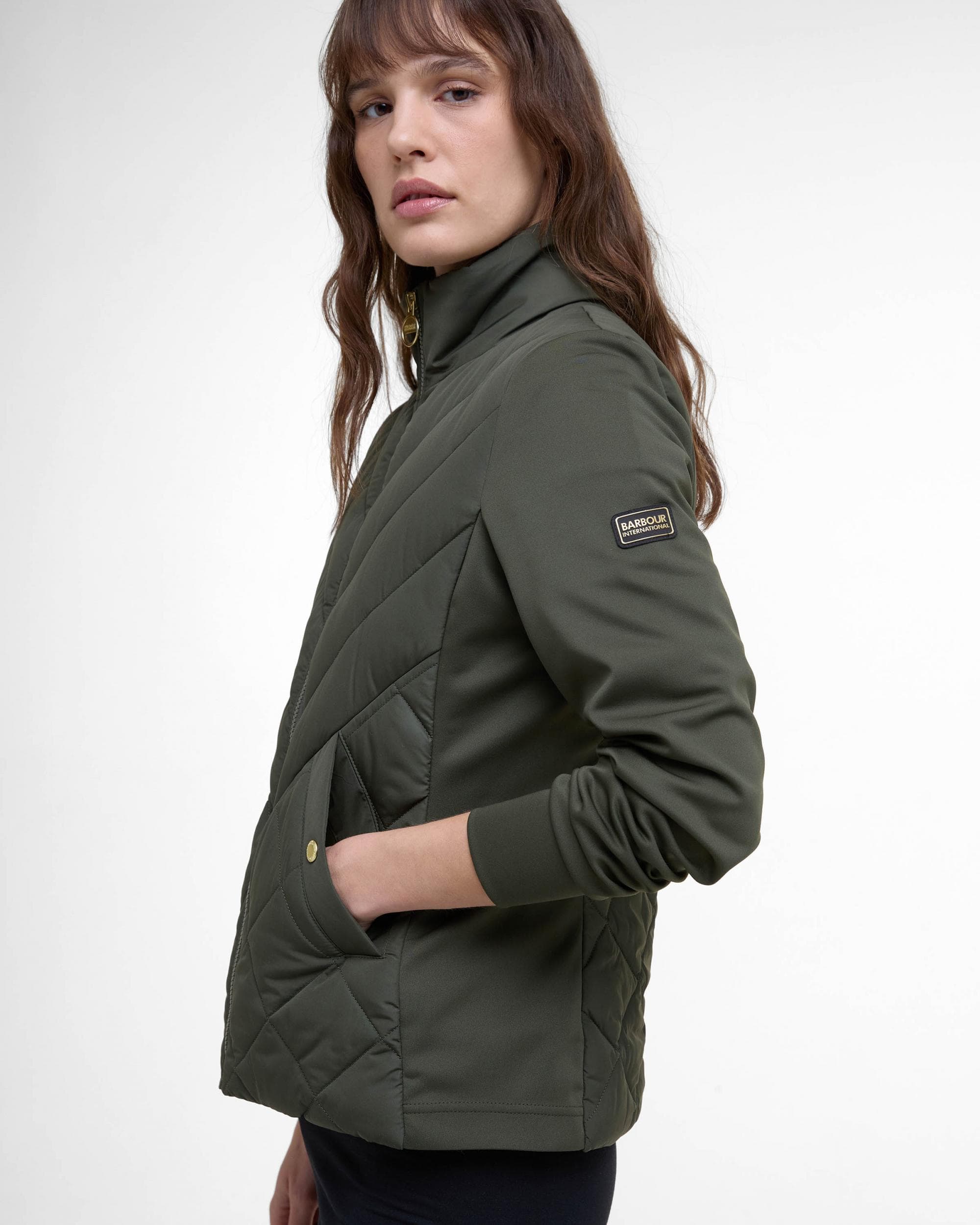 Barbour International Natalia Womens Quilted Hybrid Jacket - Envy - Image 2